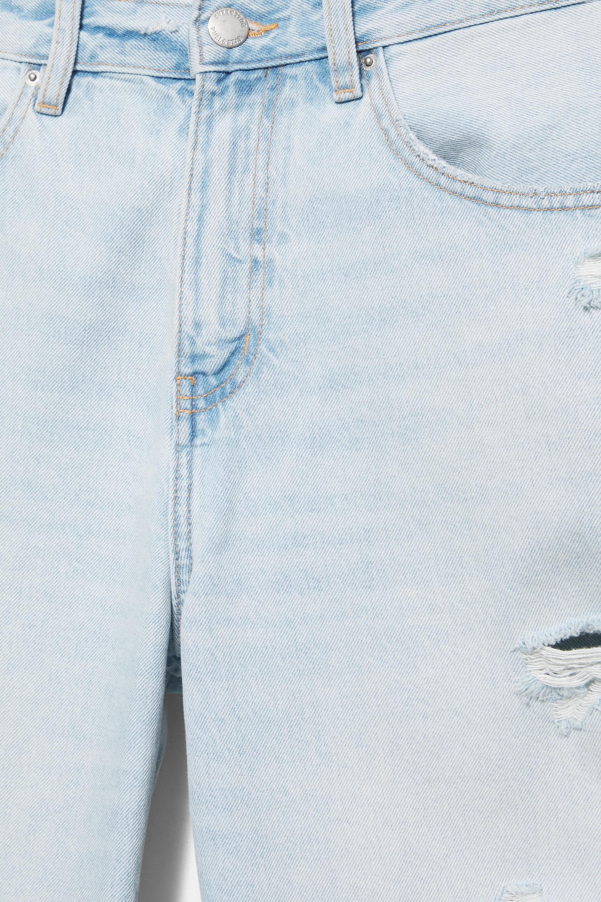 Straight-leg denim Bermuda shorts — Pale blue