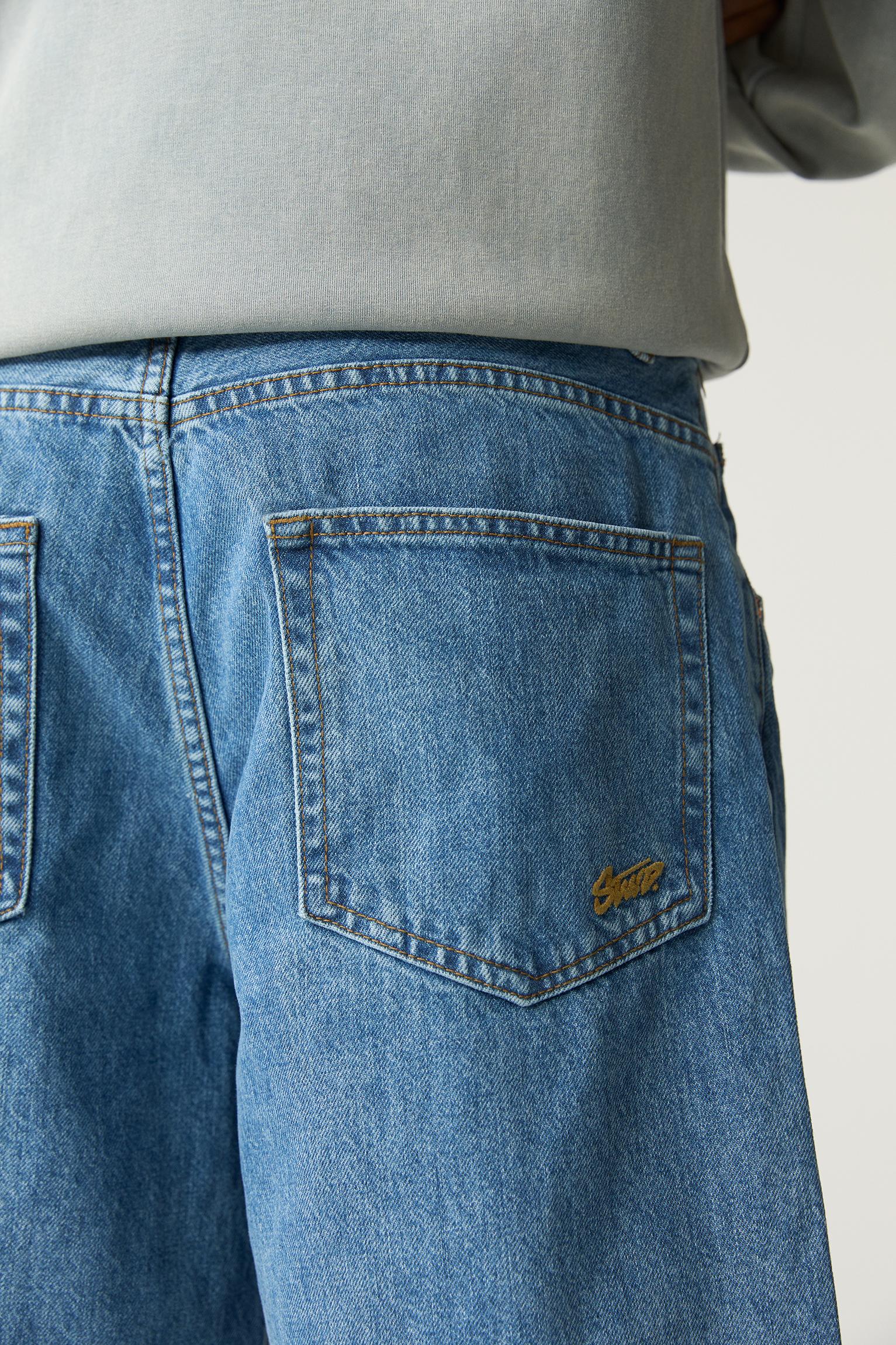 Baggy denim Bermuda shorts — Medium blue