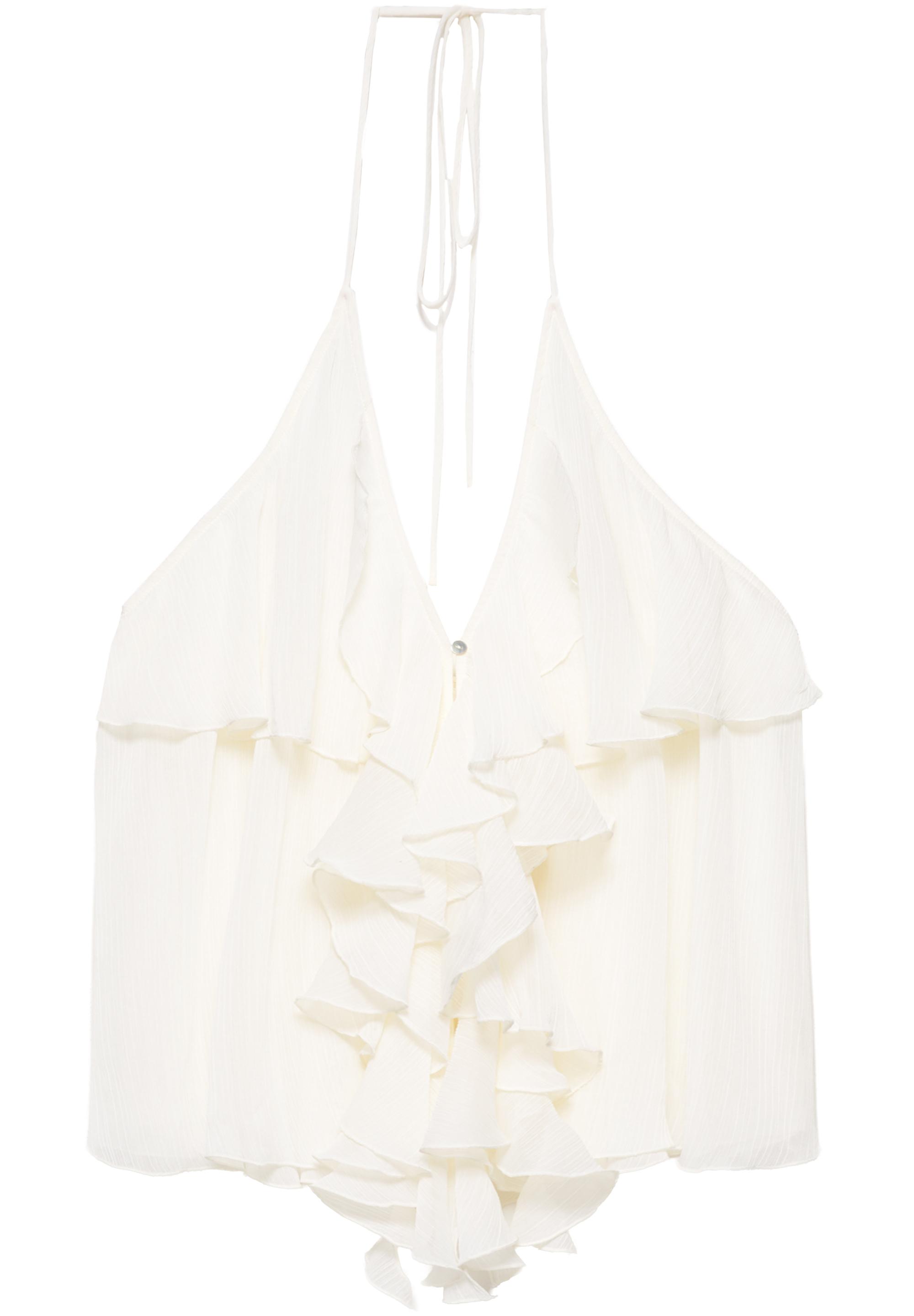 Halter top with ruffles — Sand
