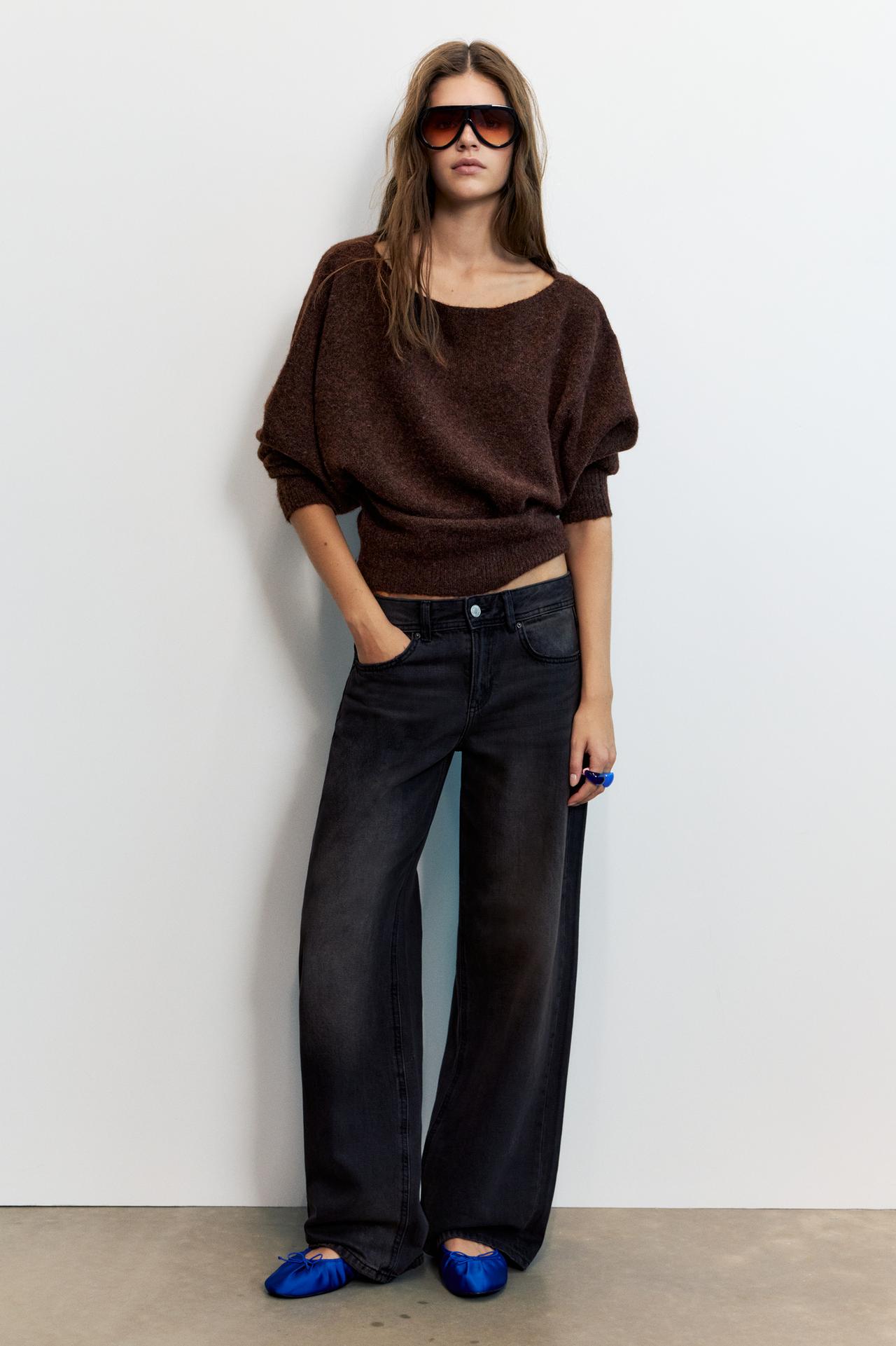 Asymmetric knit jumper — Brown