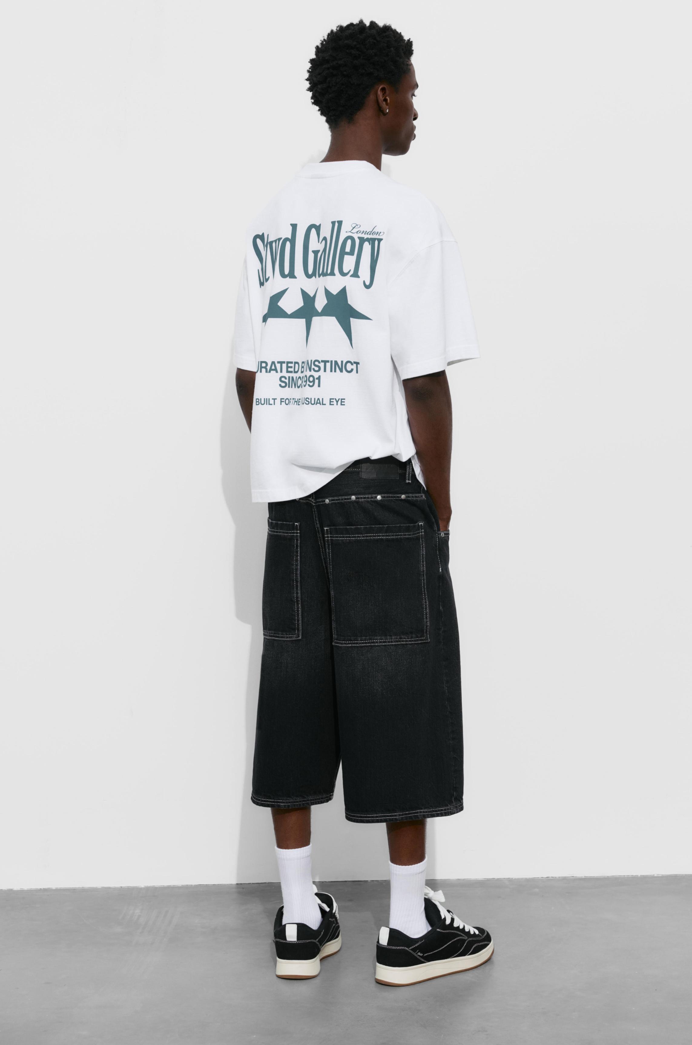 STWD studded jorts — Faded black