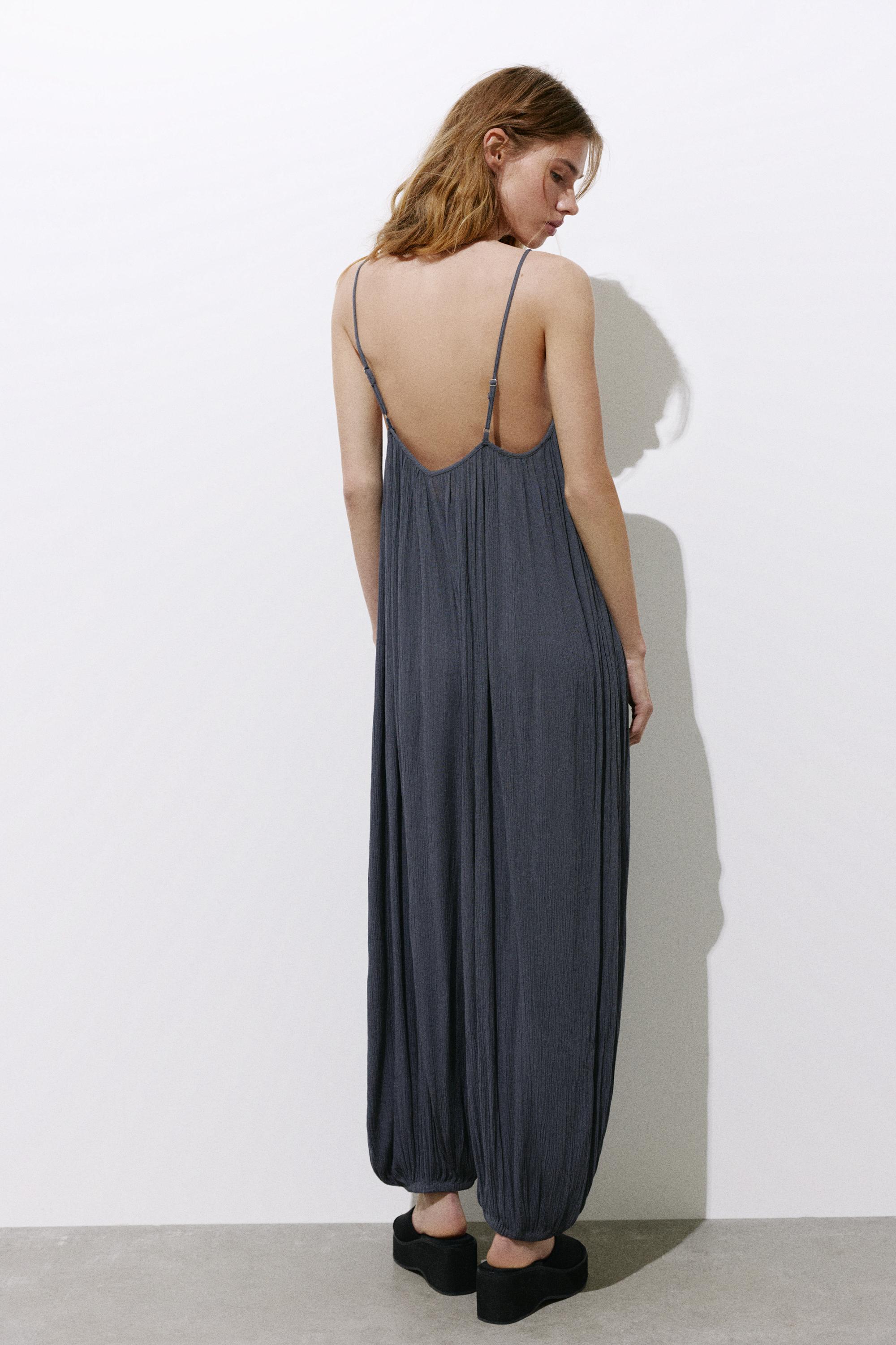 Flowing strappy sarouel jumpsuit — Bluish