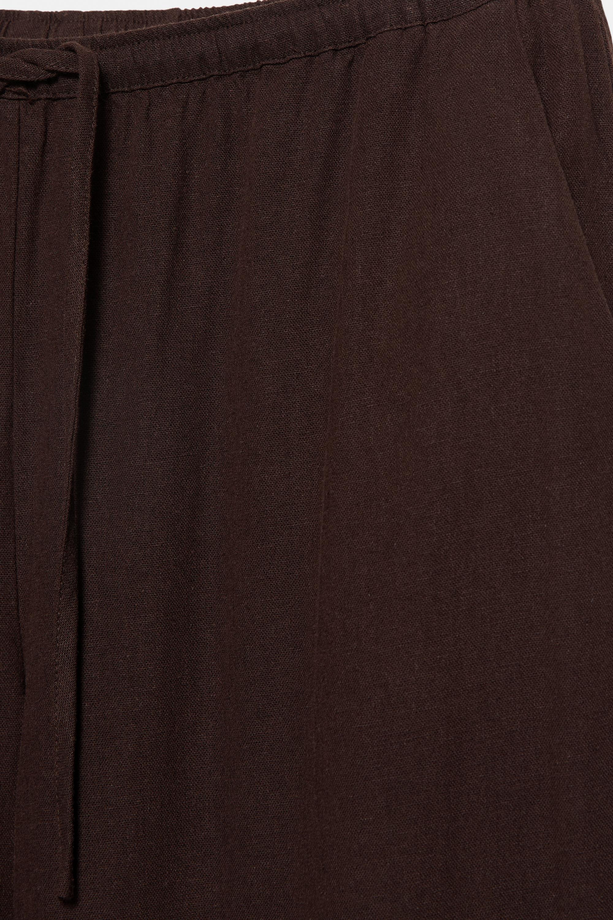 Flowy trousers with linen — Brown
