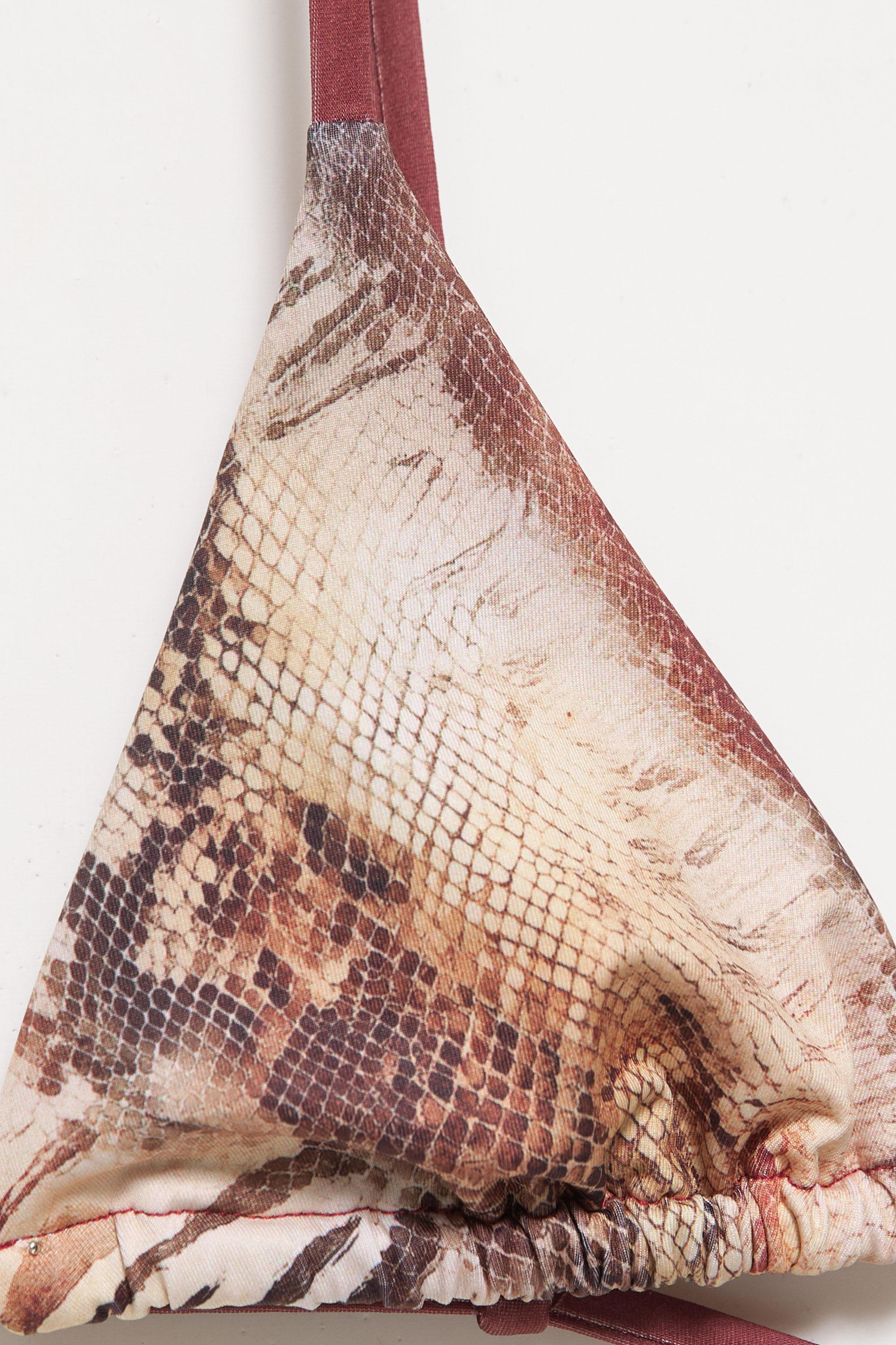 Animal print bikini top — Brown