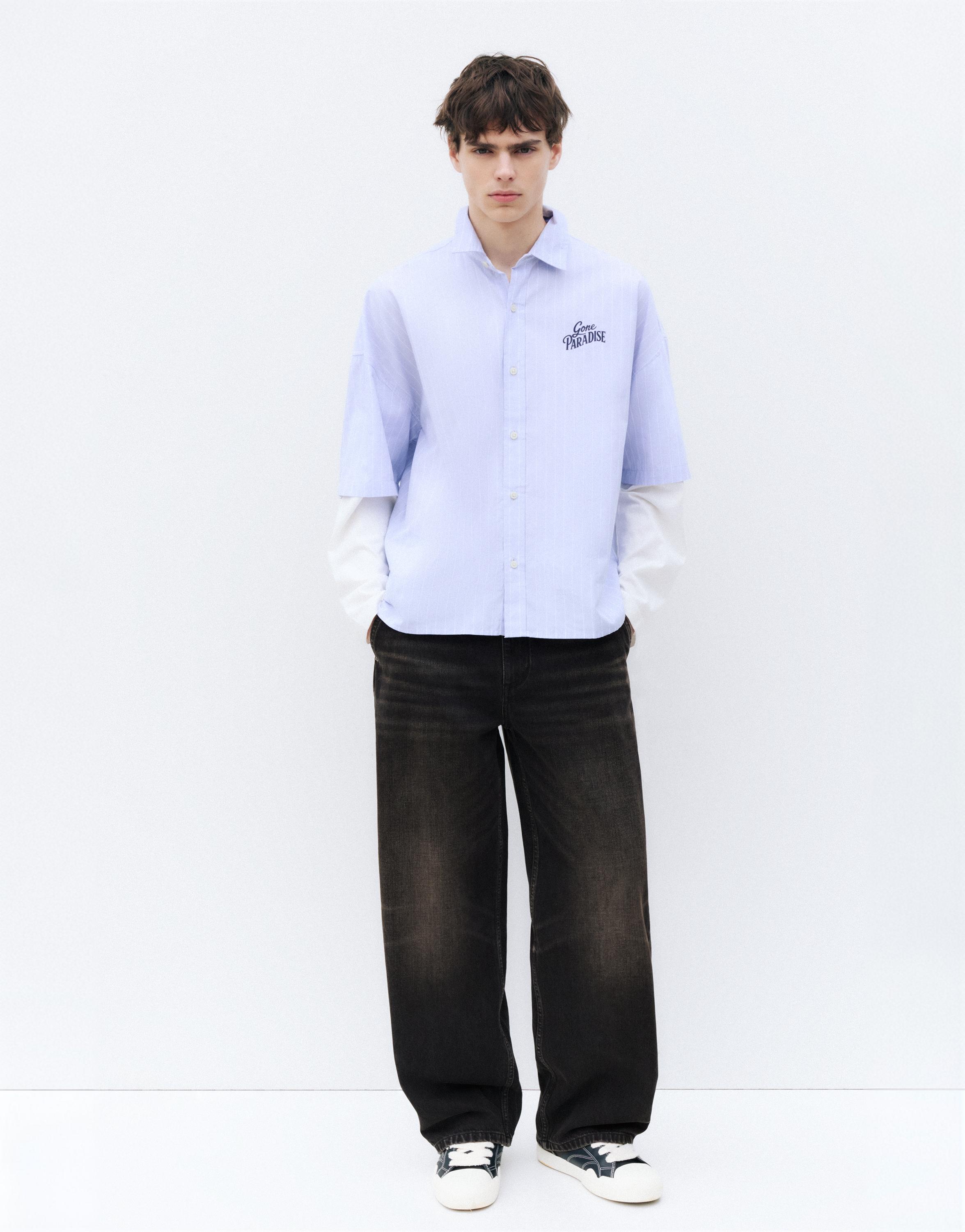 100% cotton barrel jeans — Faded black