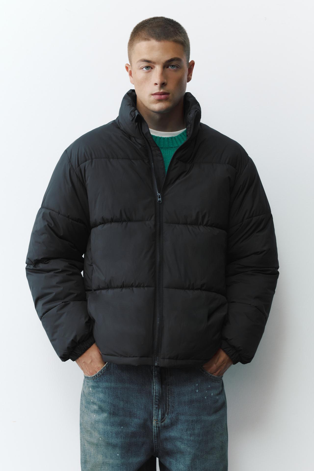 High neck puffer jacket — Black