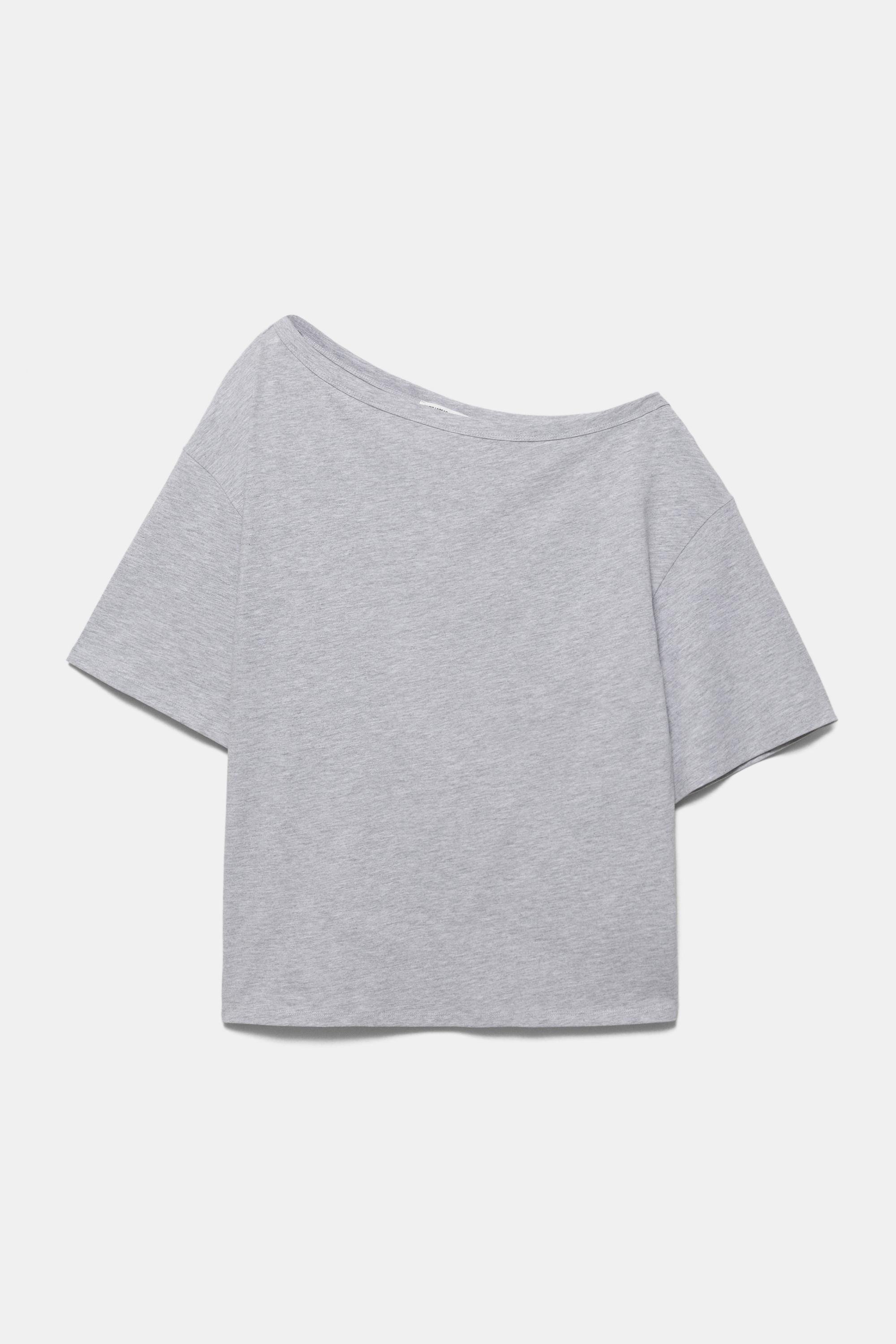 Asimetrik kısa kollu t-shirt - Görsel 3