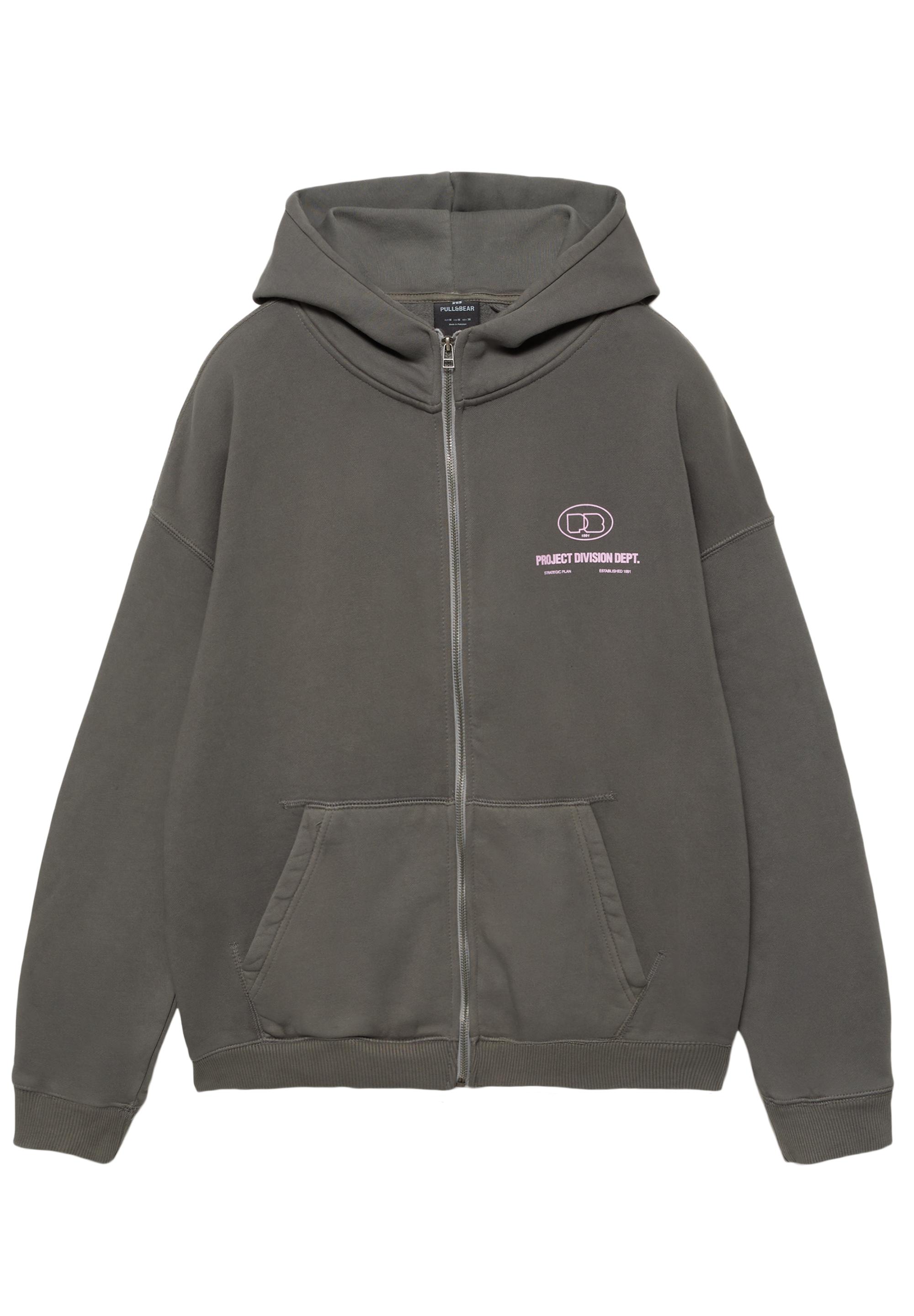 Fermuarlı kapüşonlu bol sweatshirt