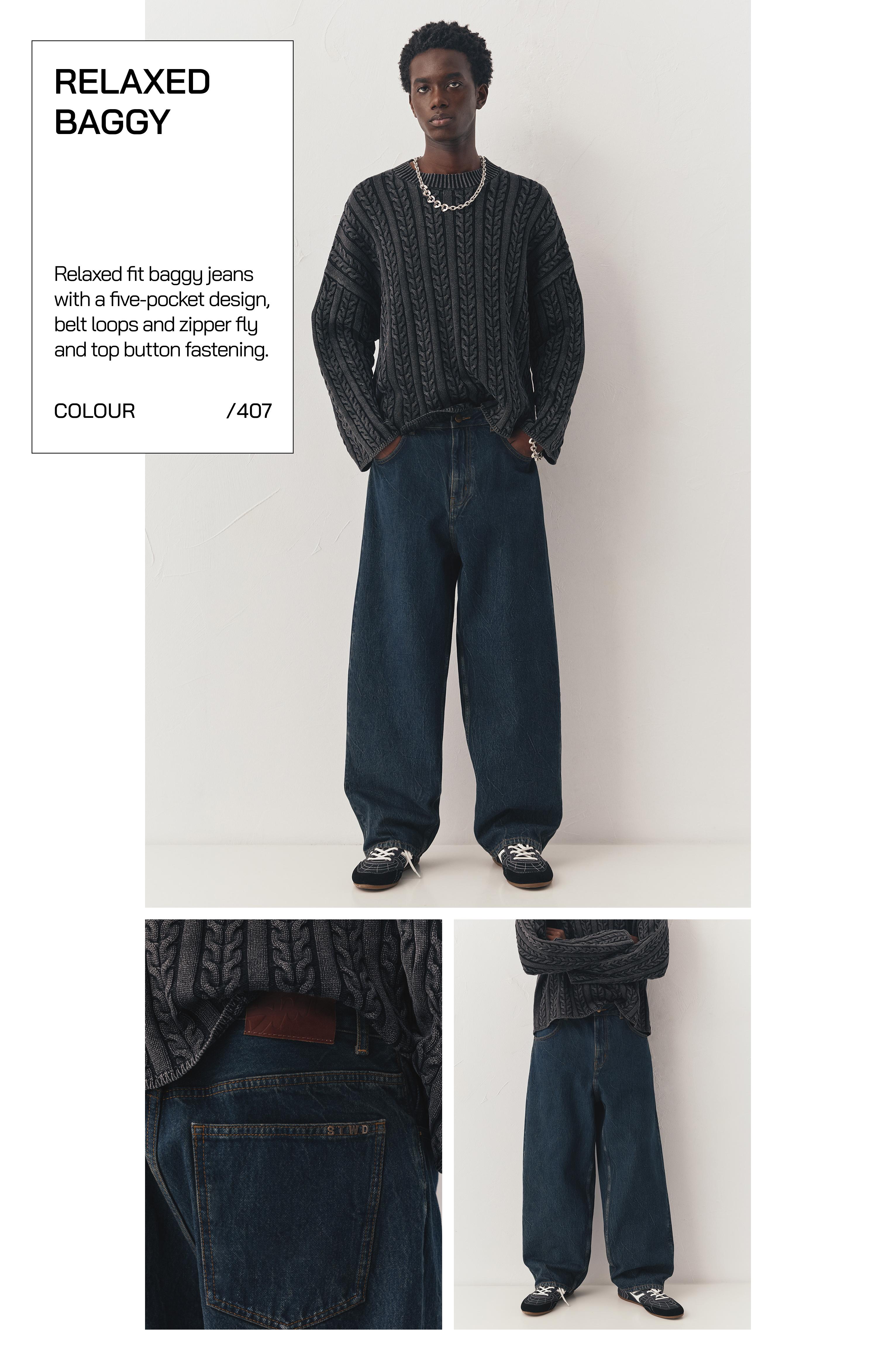 Relaxed fit baggy jeans — Dark blue