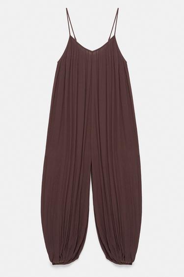 Flowing strappy sarouel jumpsuit — Brown 7