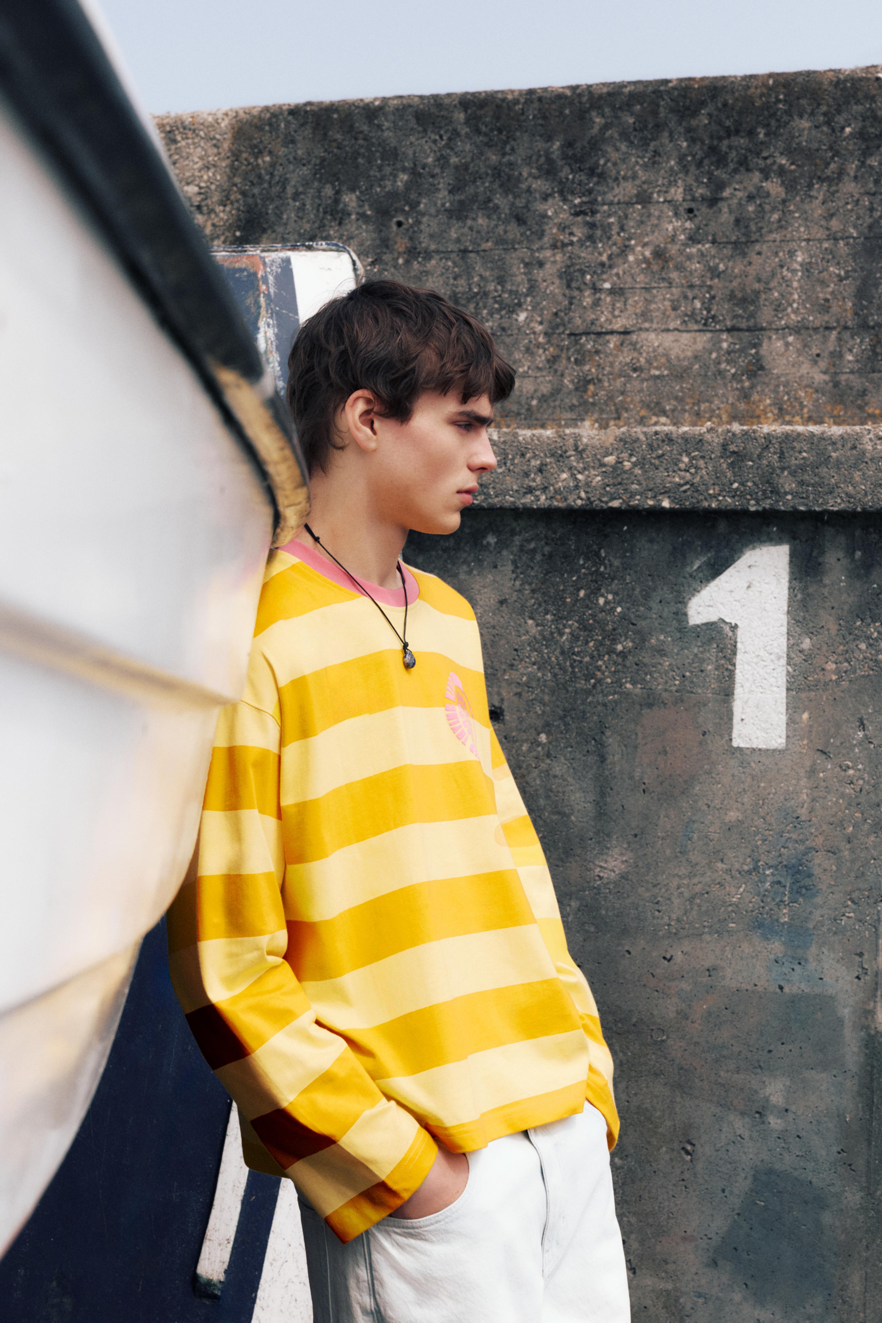 STWD boxy striped T-shirt — Yellow