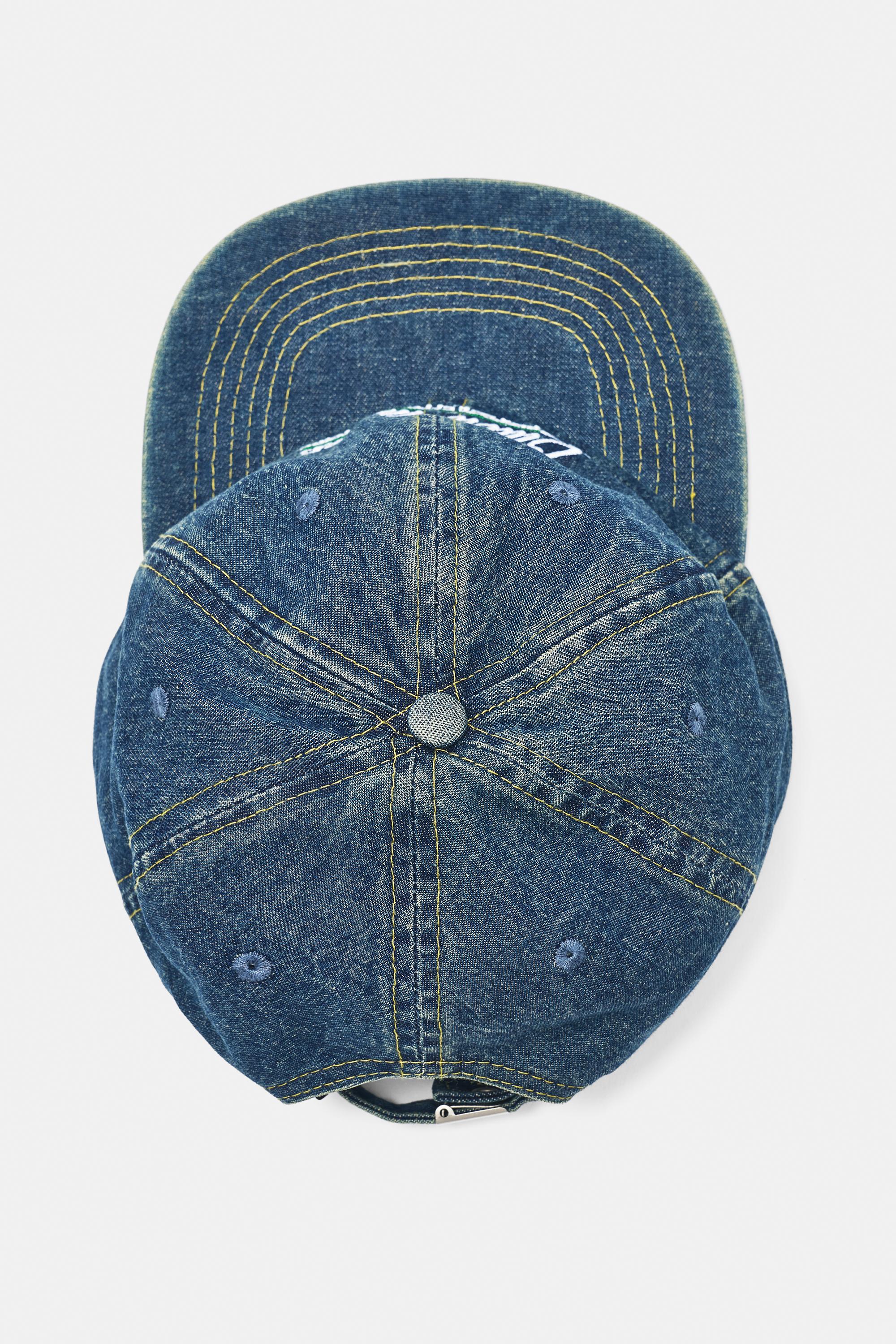 Embroidered denim cap — Blue