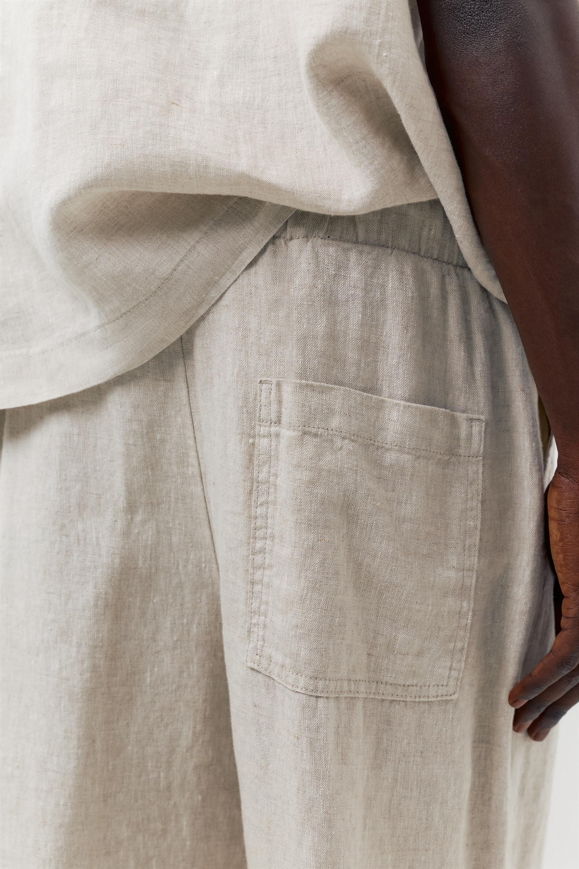 100% linen jogger trousers — Beige