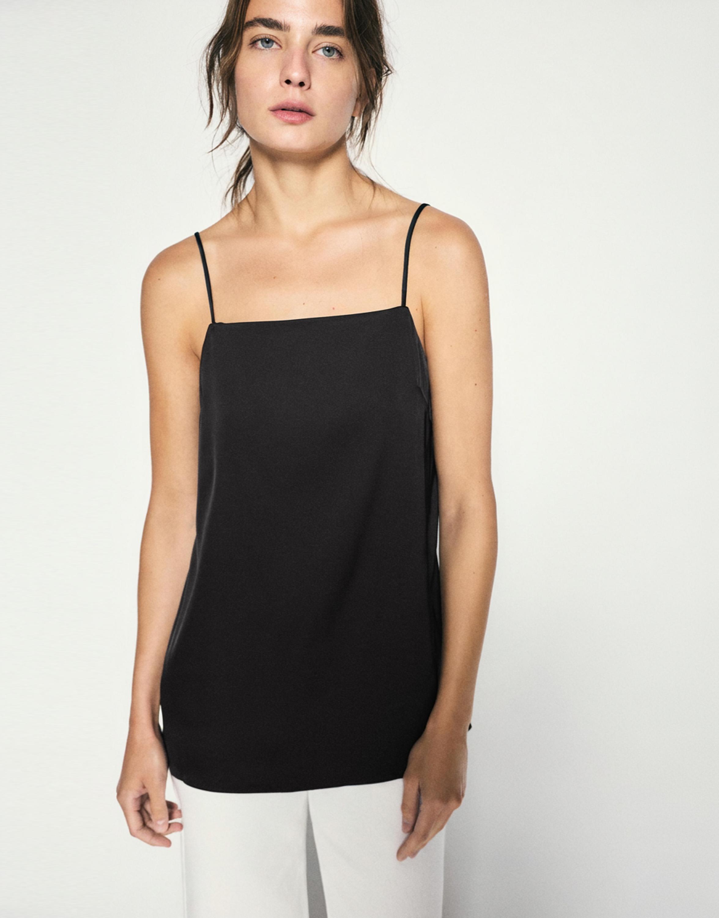 Satin cami top — Black