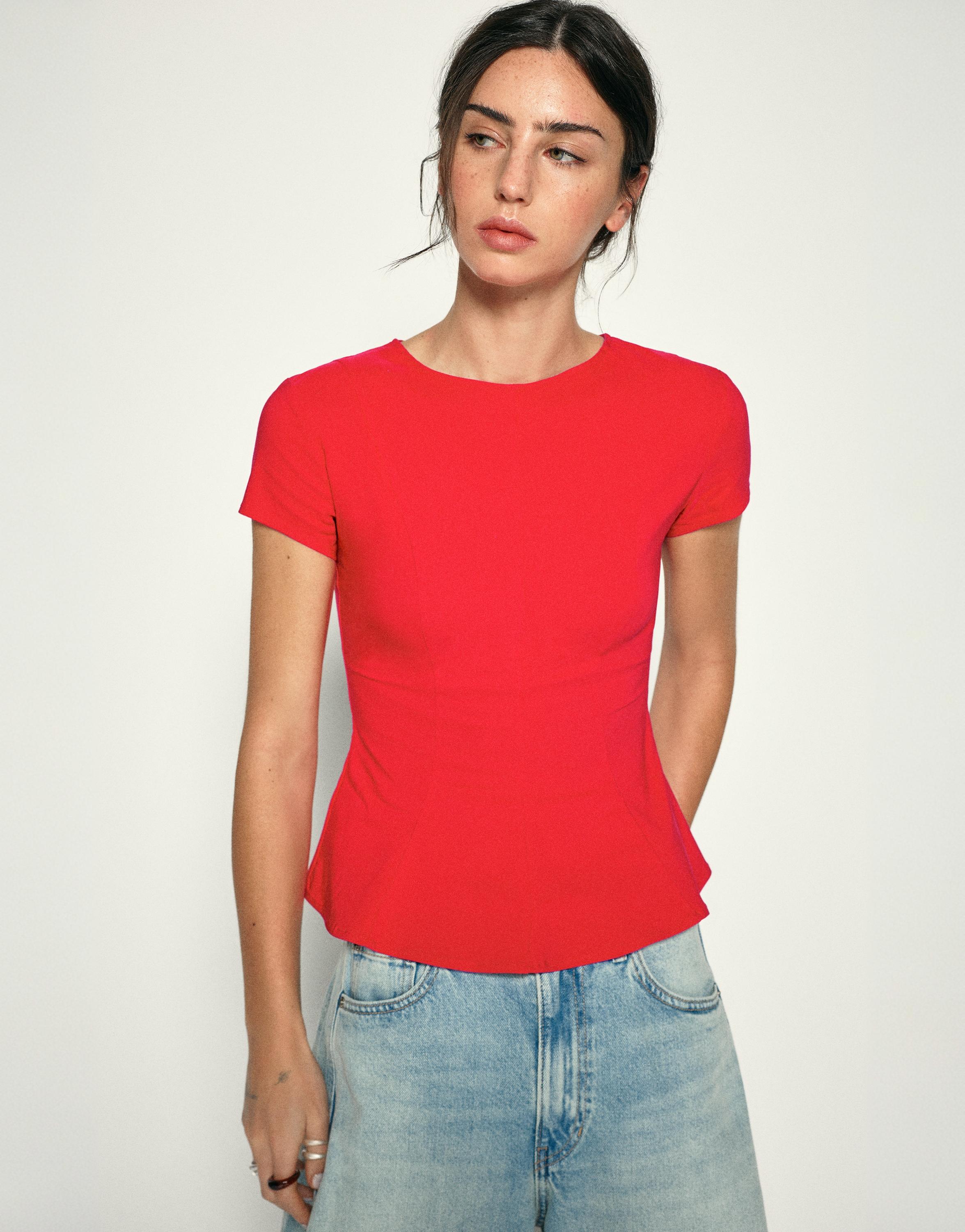 Peplum top — Red
