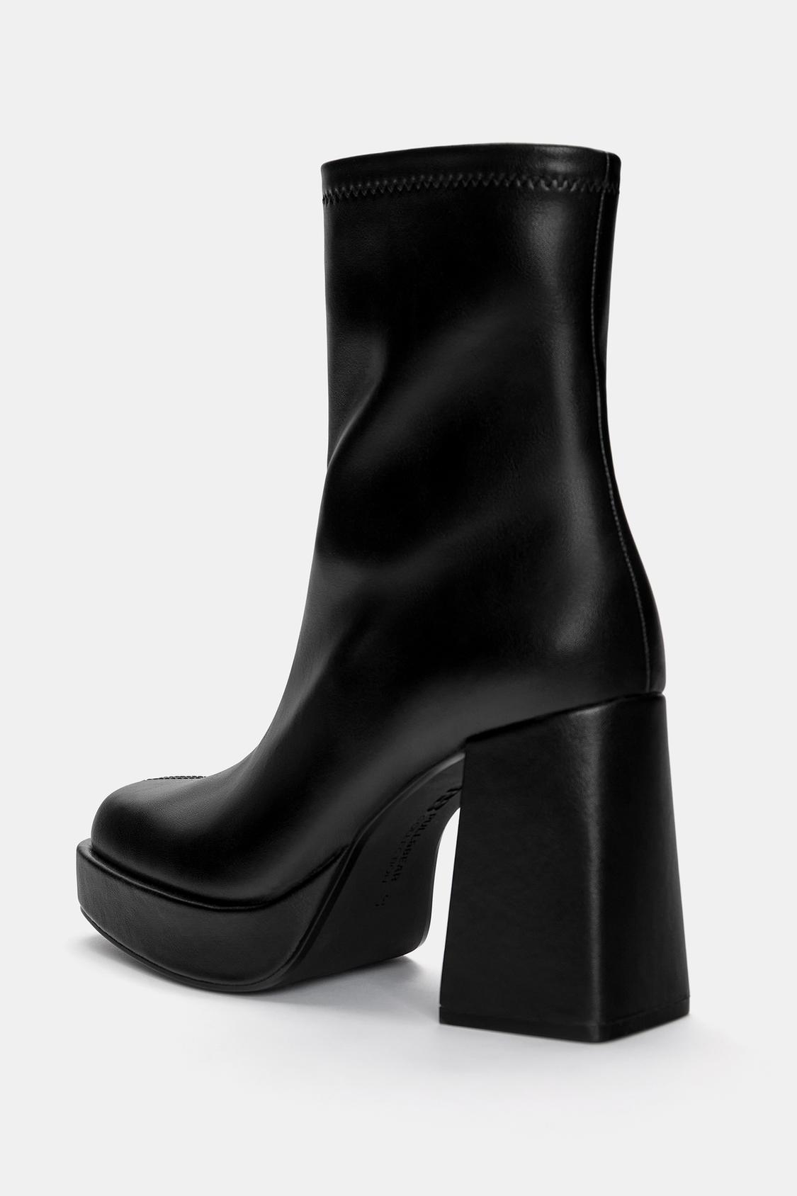 Black Platform Ankle Boots Chunky Platform Heel Boots High-heel