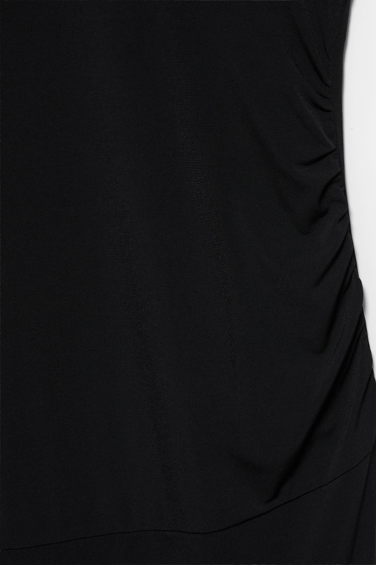 Short sleeve dress with gathering — Black