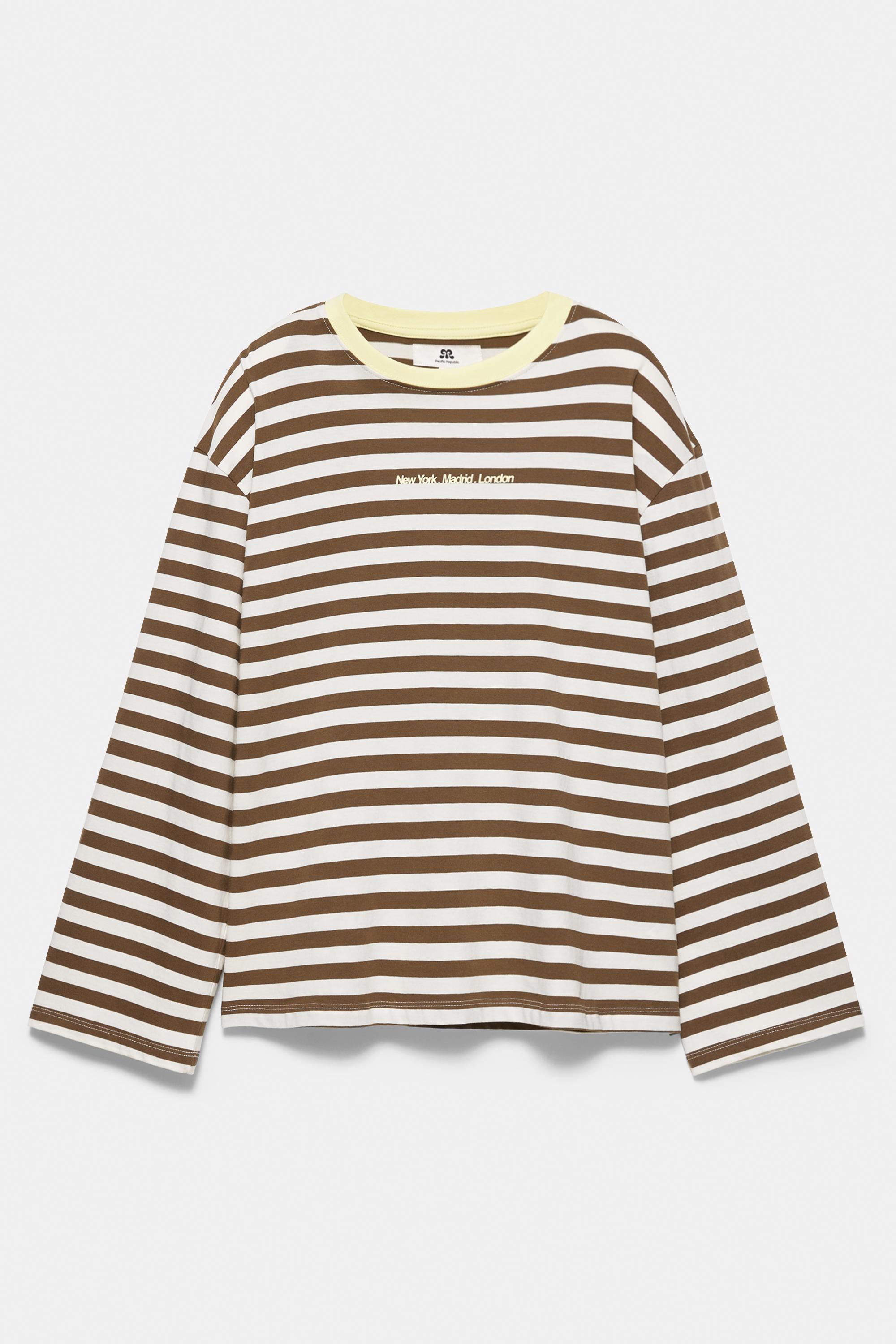 Oversize striped T-shirt — Brown