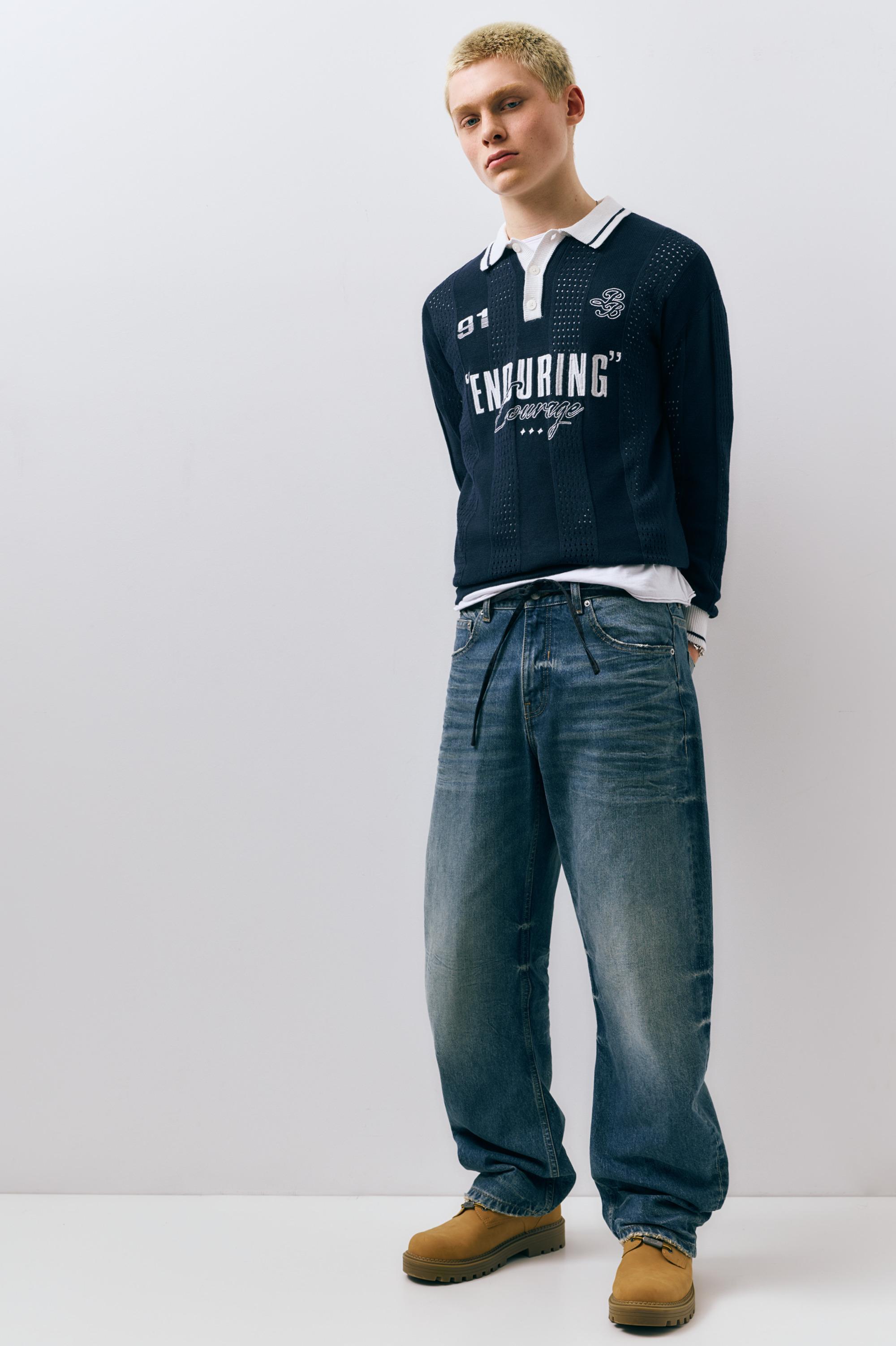 Grafik detaylı örme futbol polo - Görsel 10