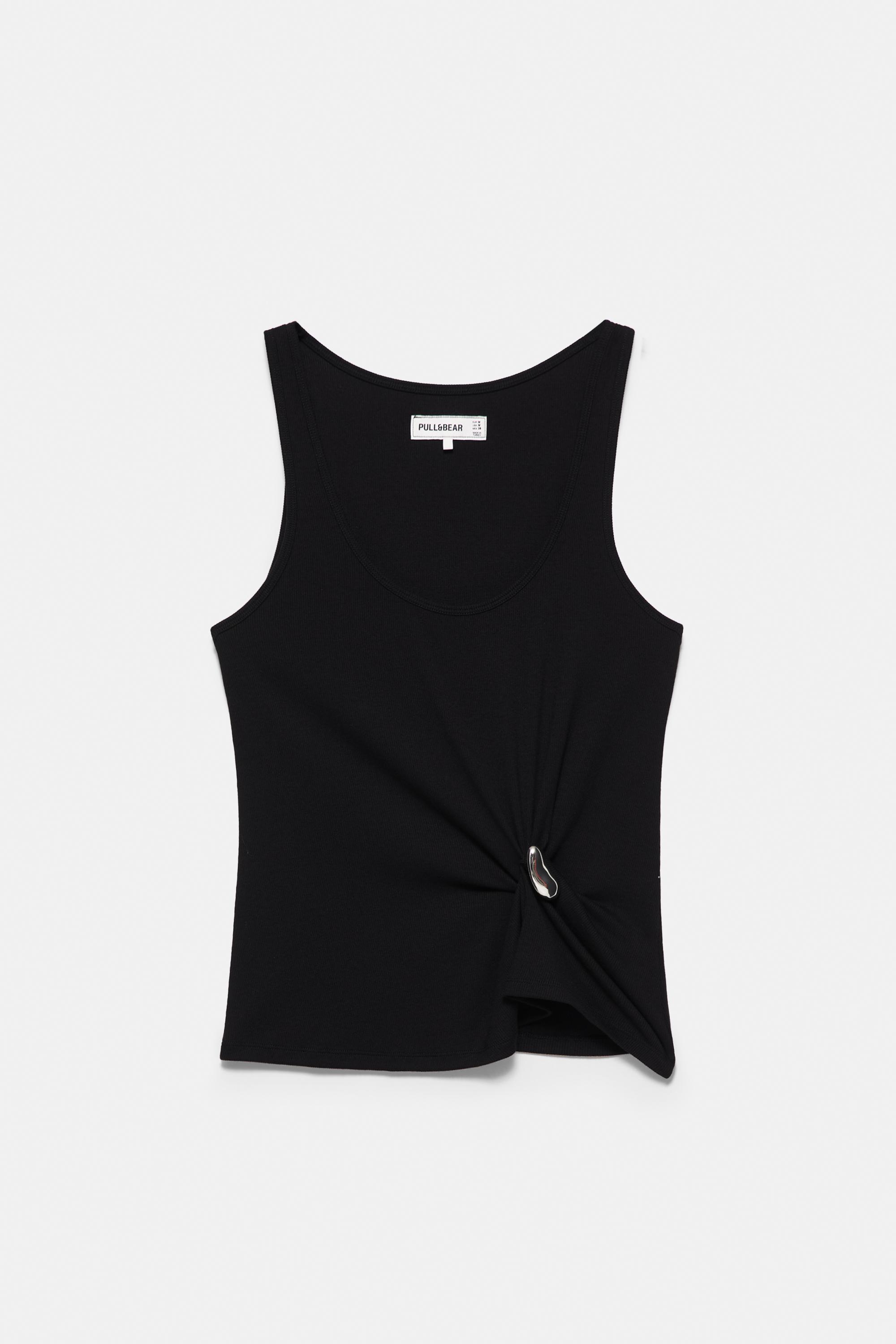 Metal appliqué tank top — Black