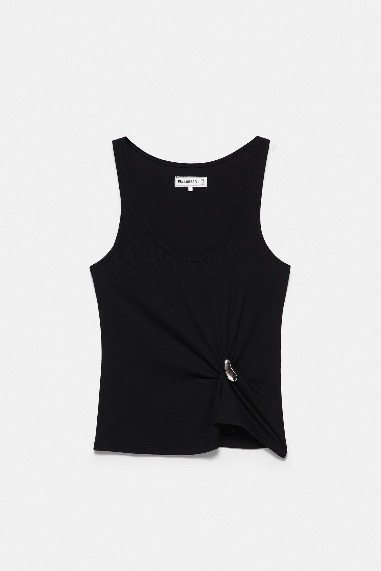 Metal appliqué tank top — Black
