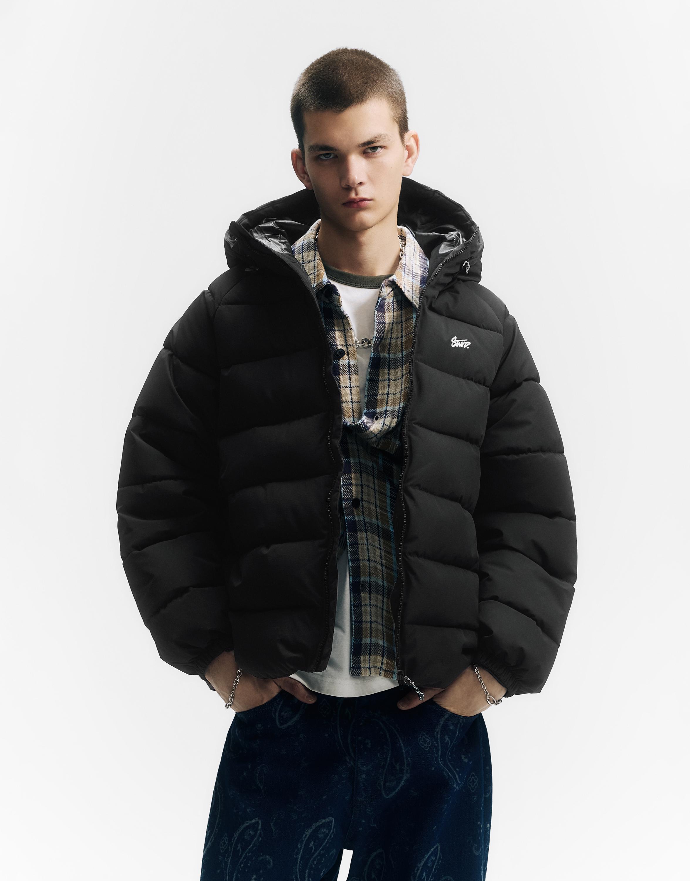 STWD hooded puffer jacket — Black