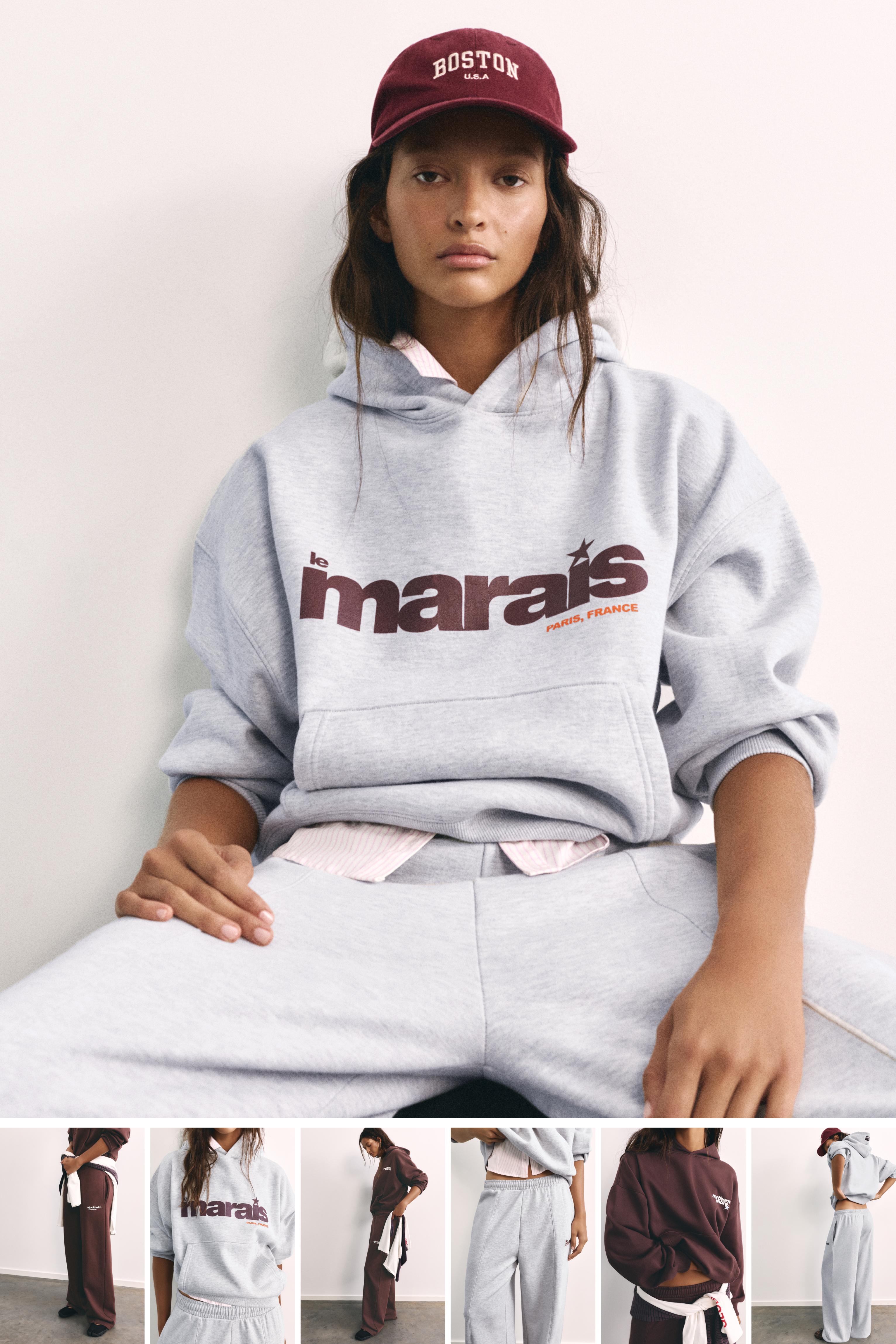 Graphic hoodie — Grey marl
