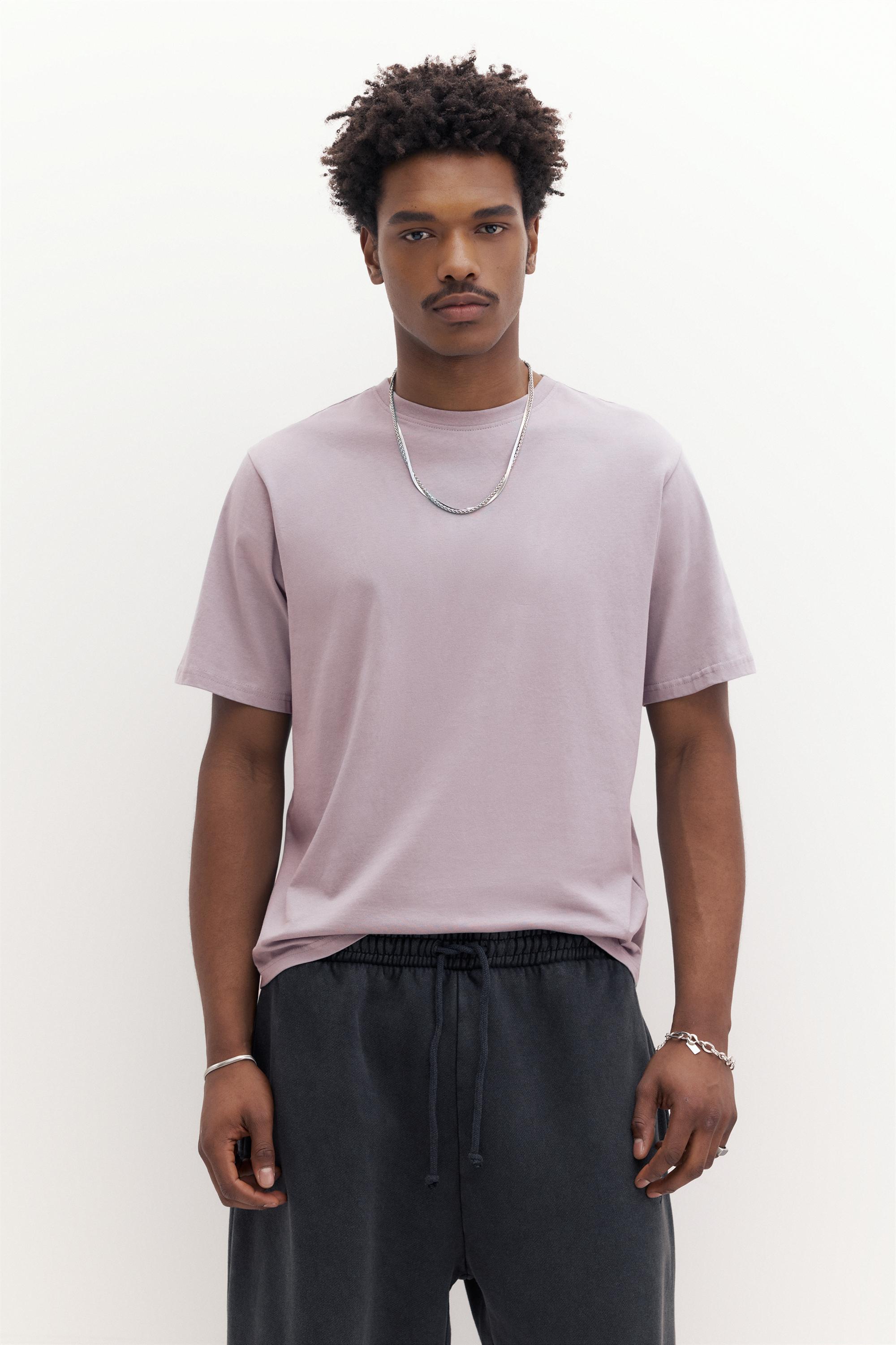 Basic short sleeve cotton T-shirt — Pale mauve