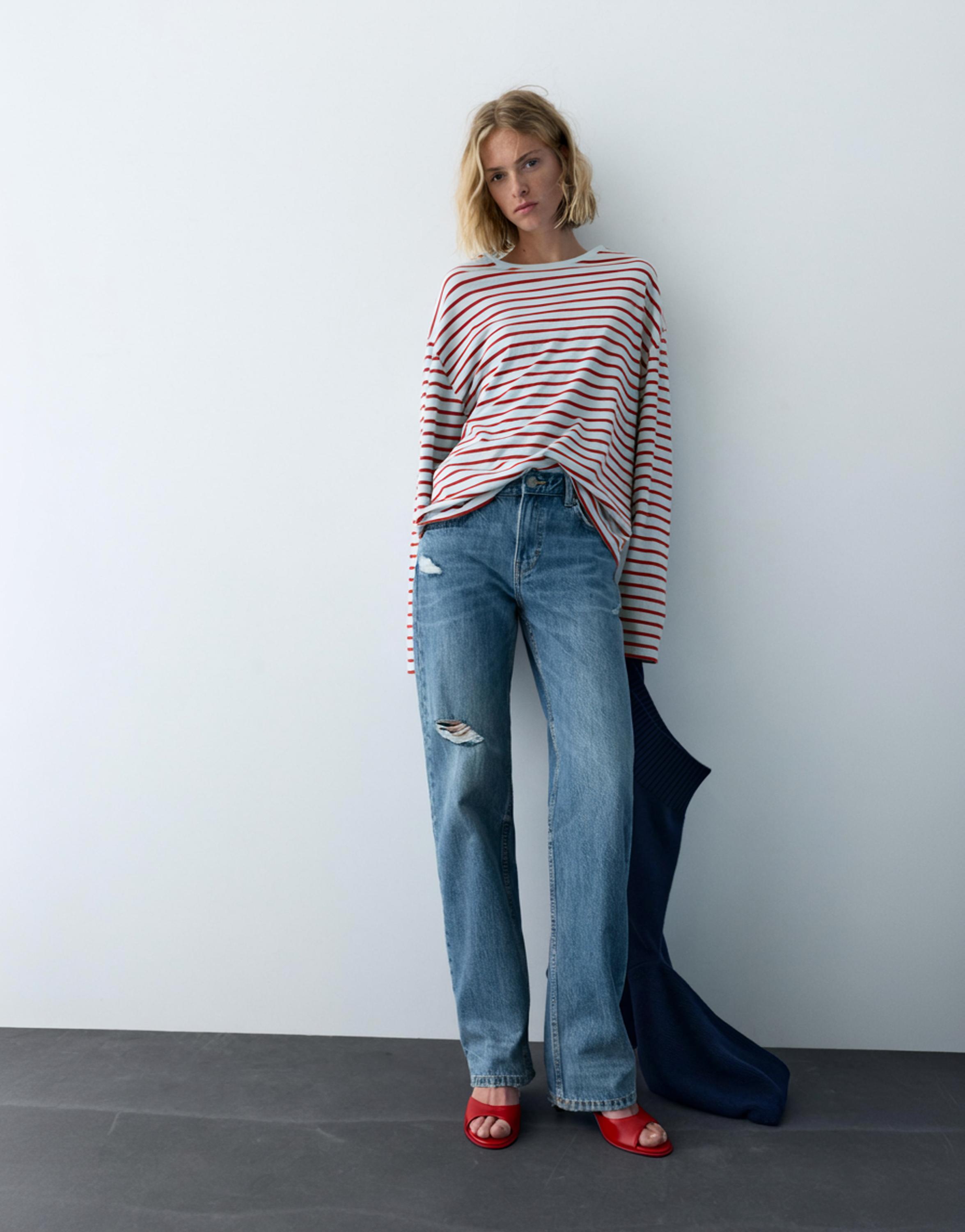 Çizgili uzun kollu t-shirt - Görsel 9