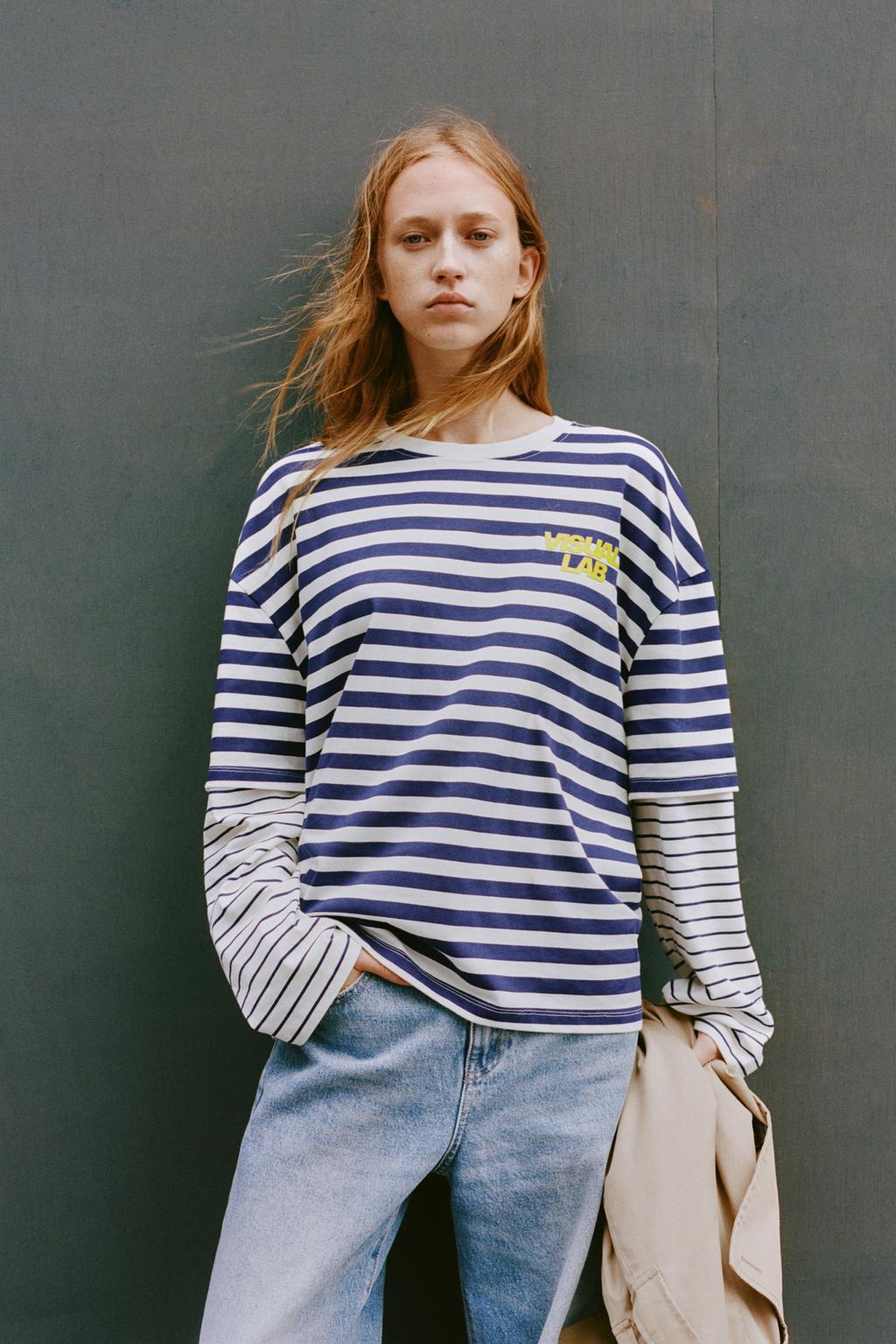 Camiseta rayas manga doble PULL&BEAR