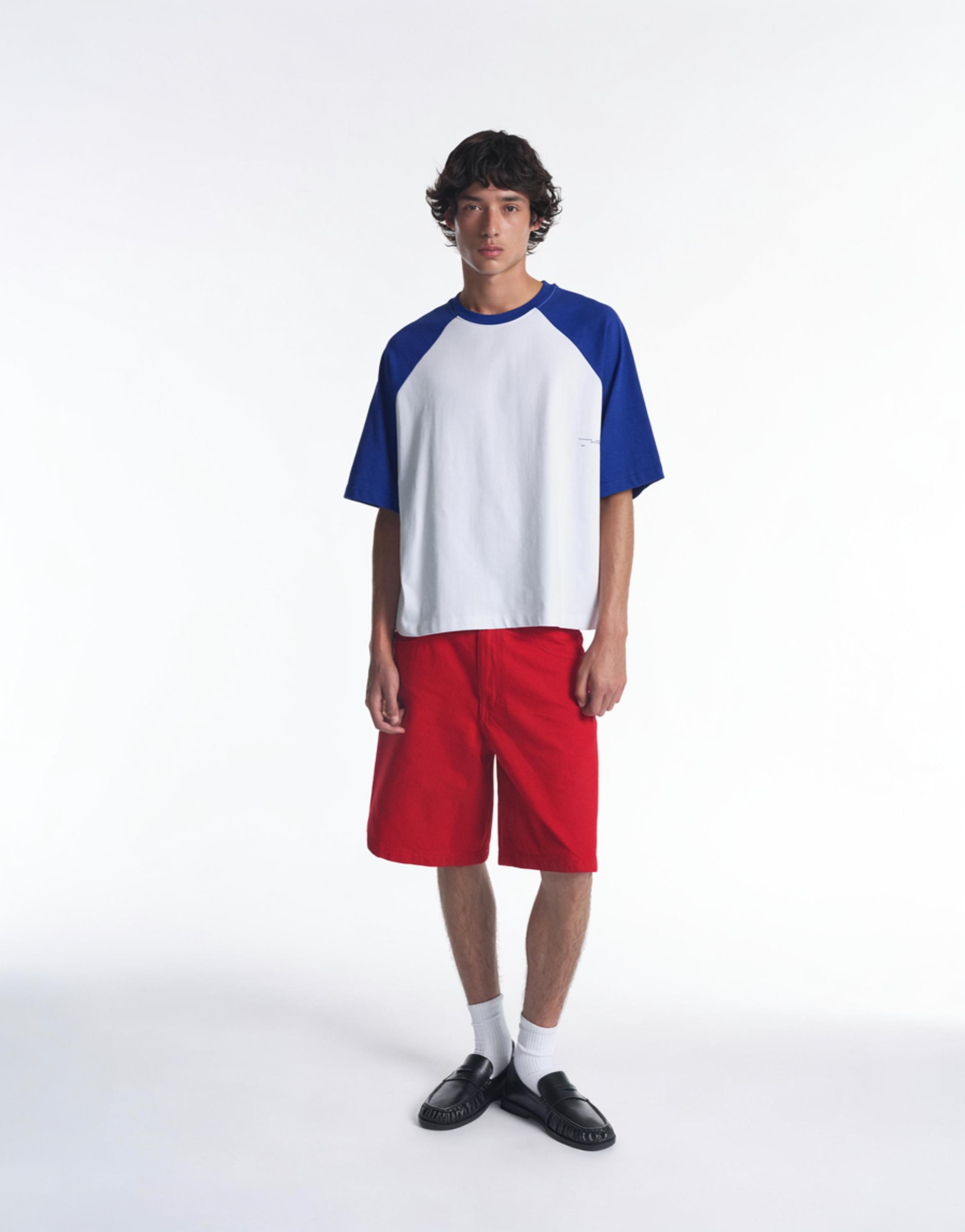 Baggy denim Bermuda shorts — Red