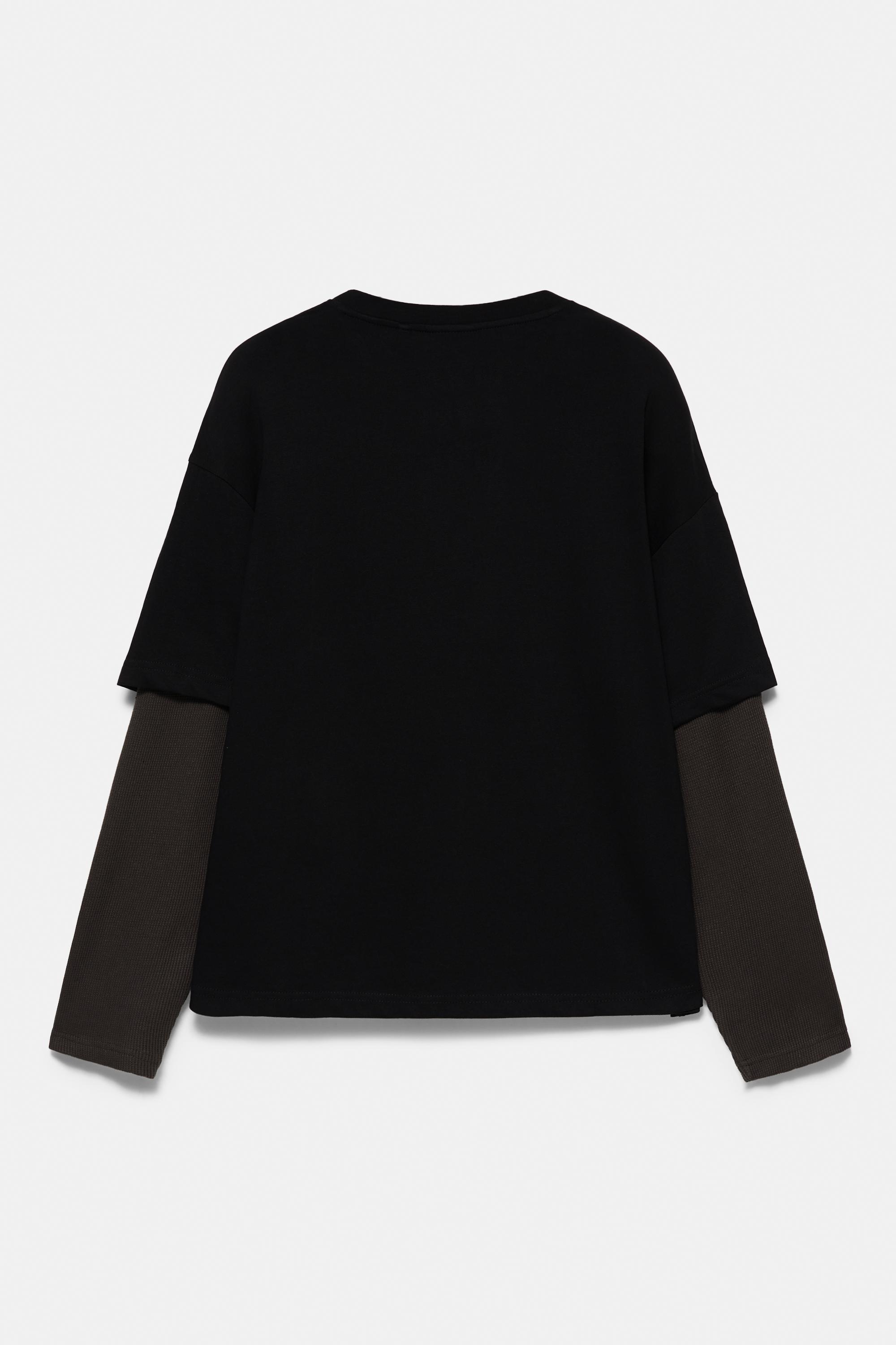 Double-layer long sleeve T-shirt — Black