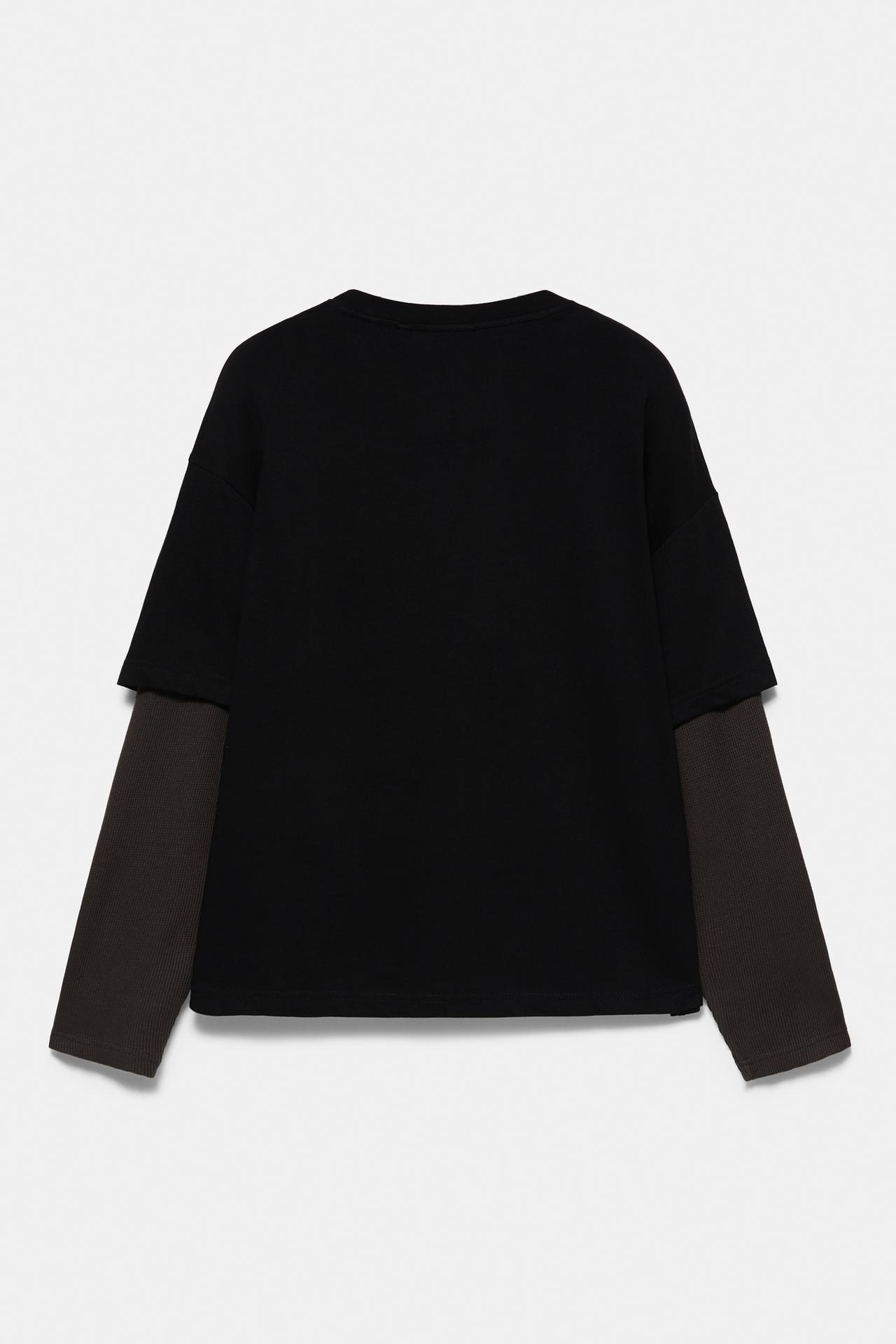 Double-layer long sleeve T-shirt — Black