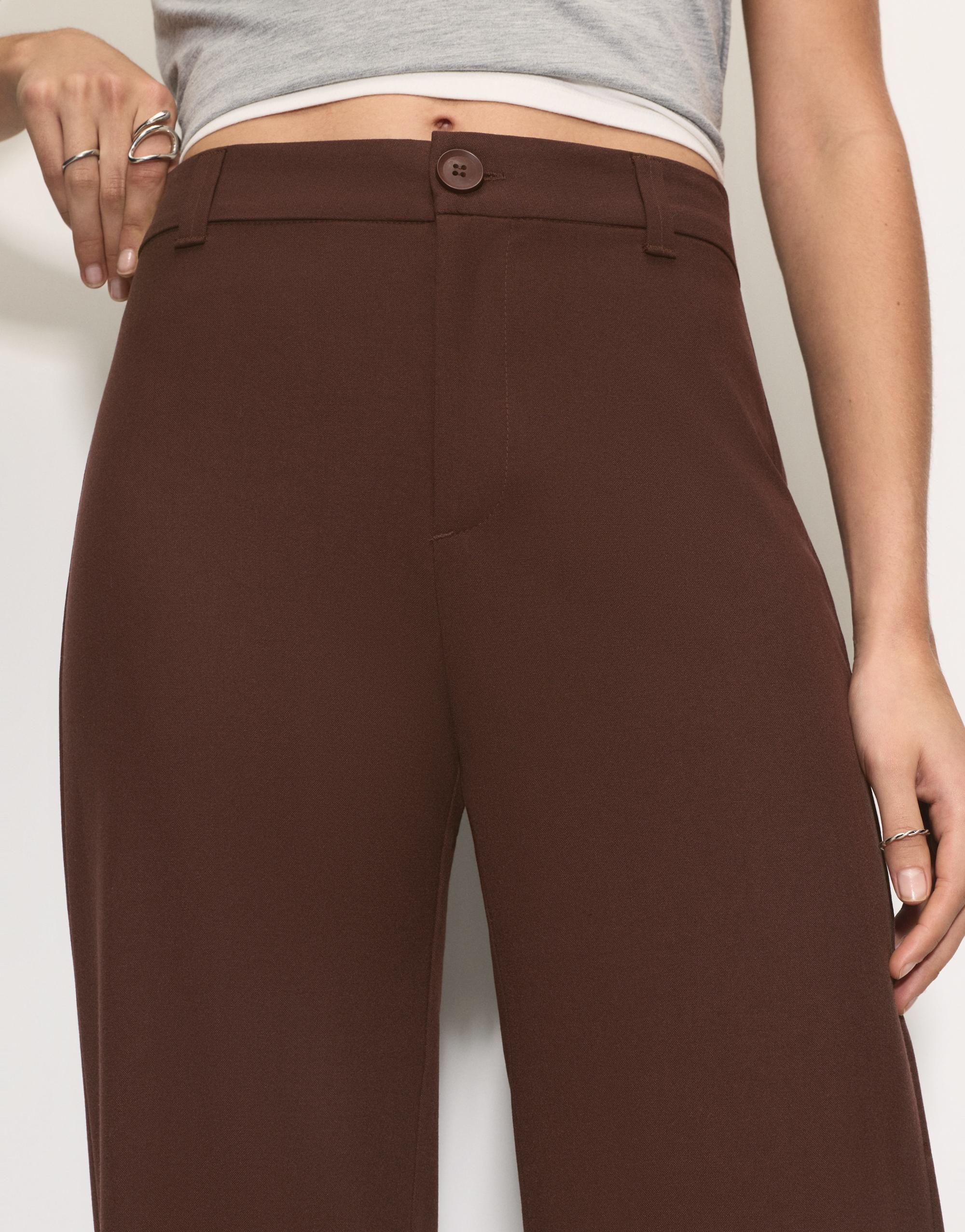 Smart high-waist straight-leg trousers — Wine