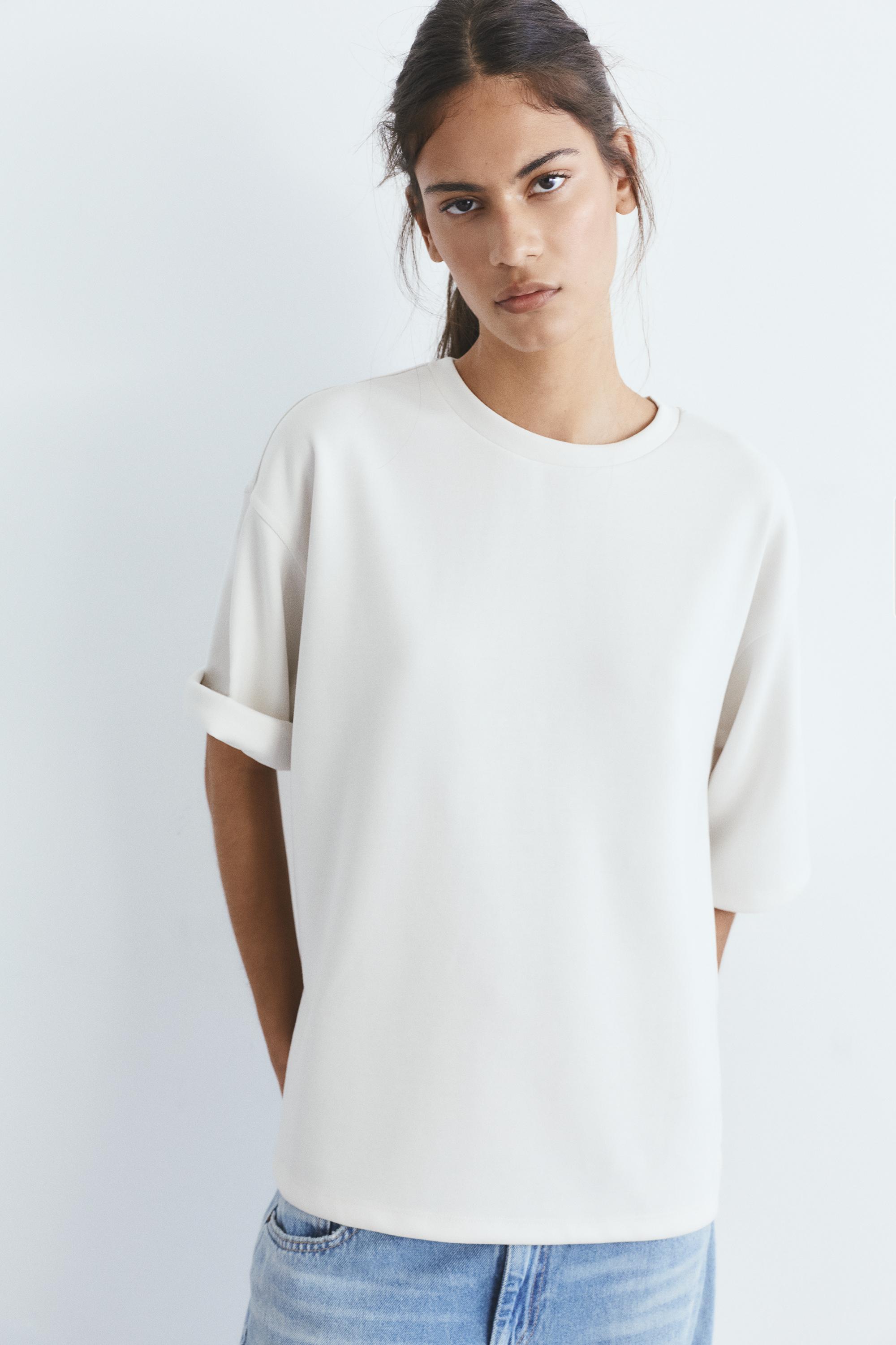 Soft-touch short sleeve T-shirt — Ecru