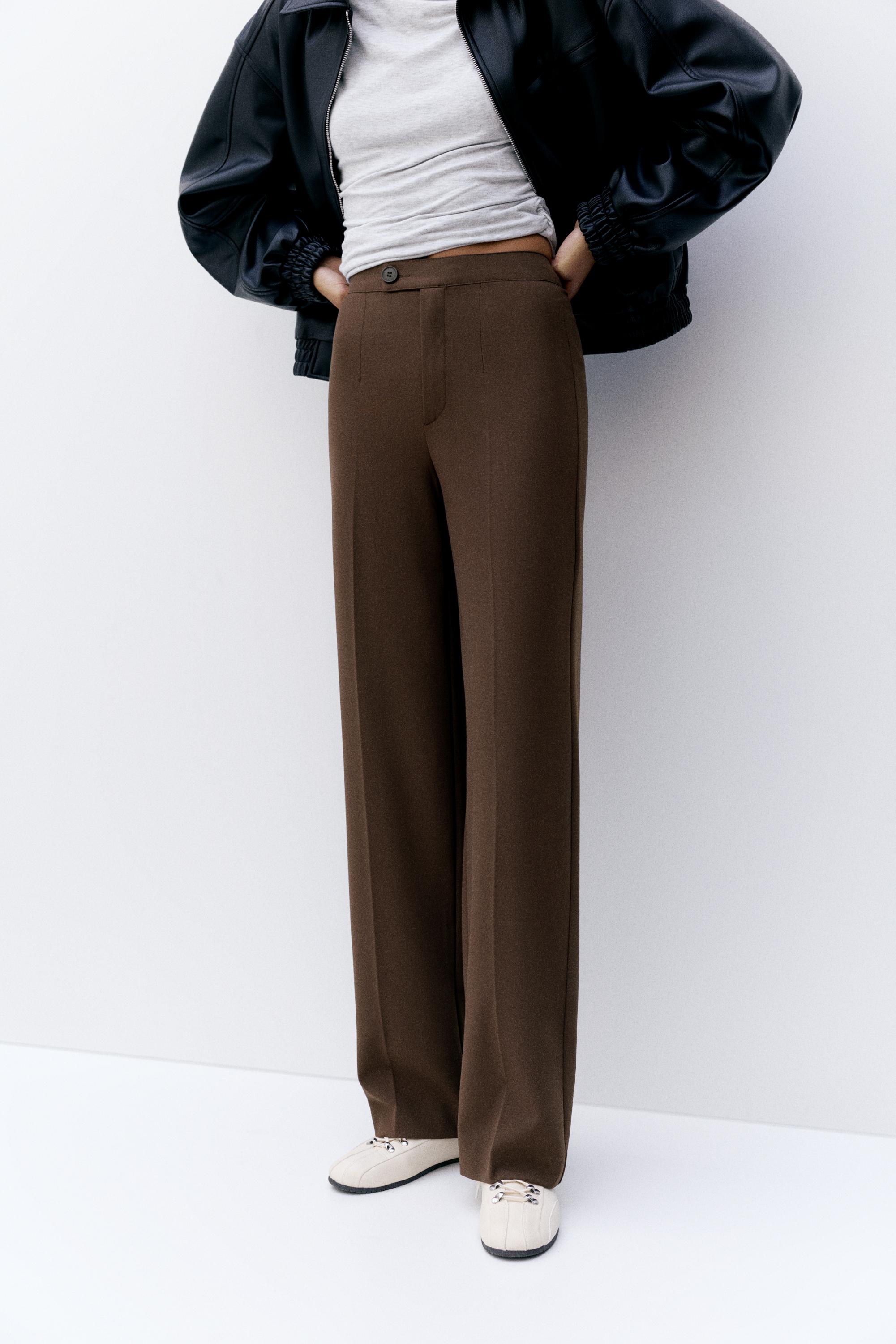Straight-leg darted trousers — Brown