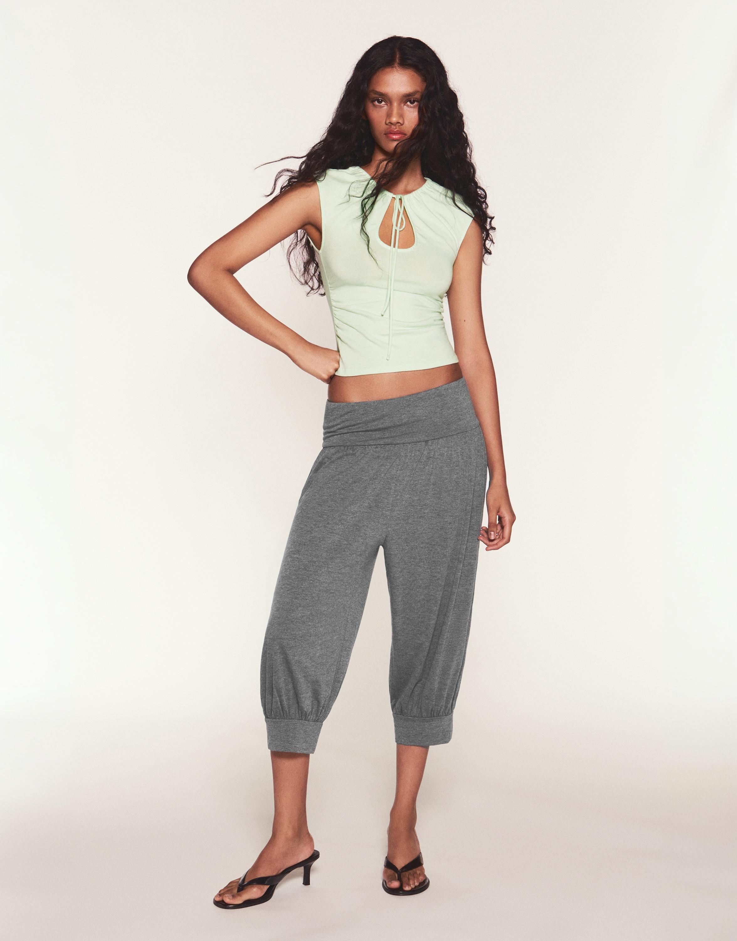 Tie-neck top — Pale green