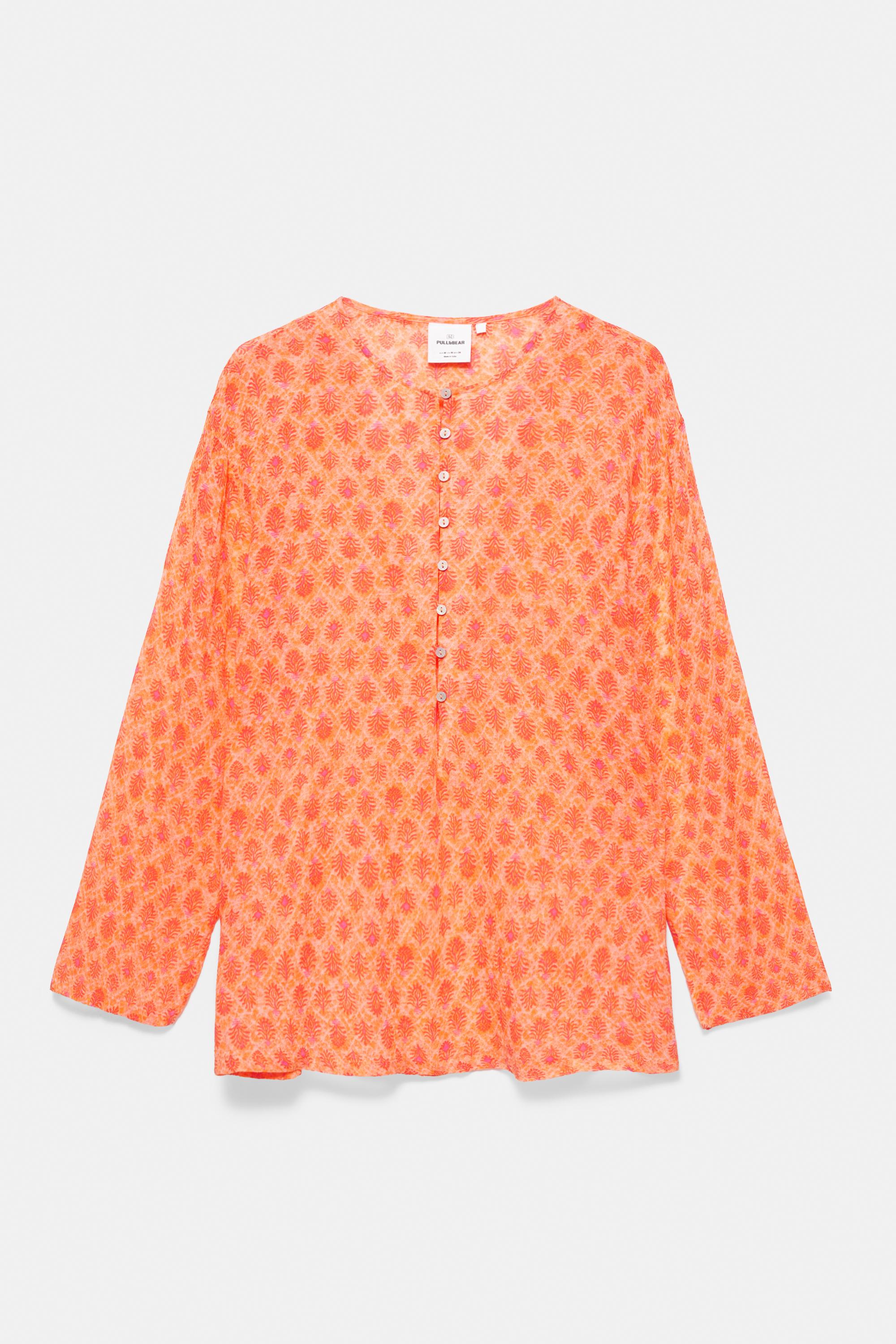 Printed flowing shirt — Orange