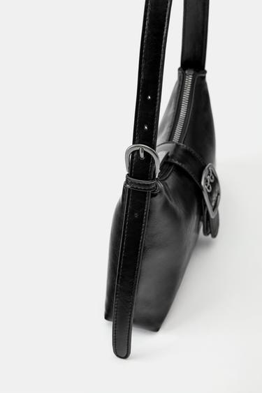 Suede shoulder bag with buckle — Black 5