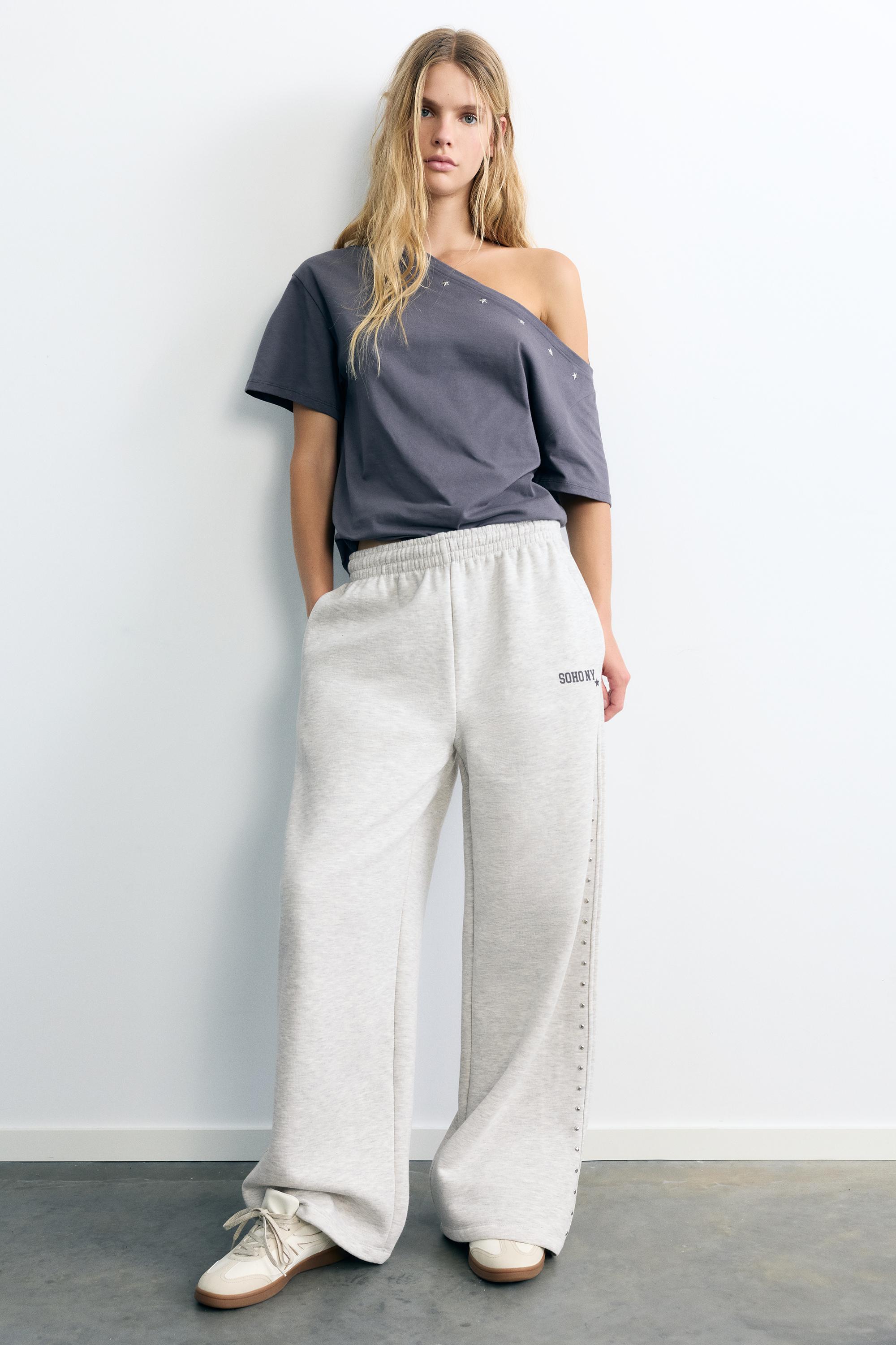 Studded joggers — Grey marl