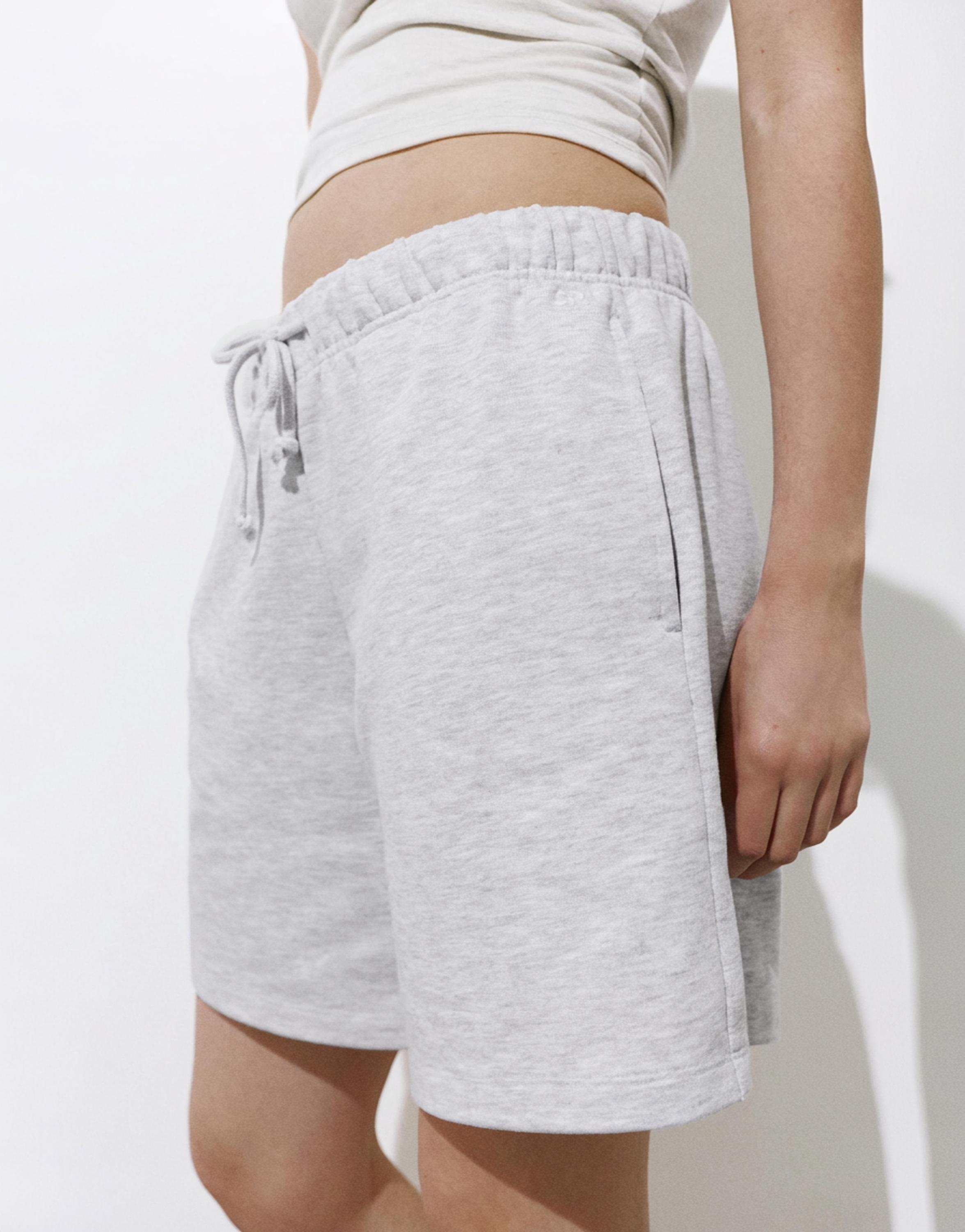 Bermuda shorts with elasticated waistband — Grey marl