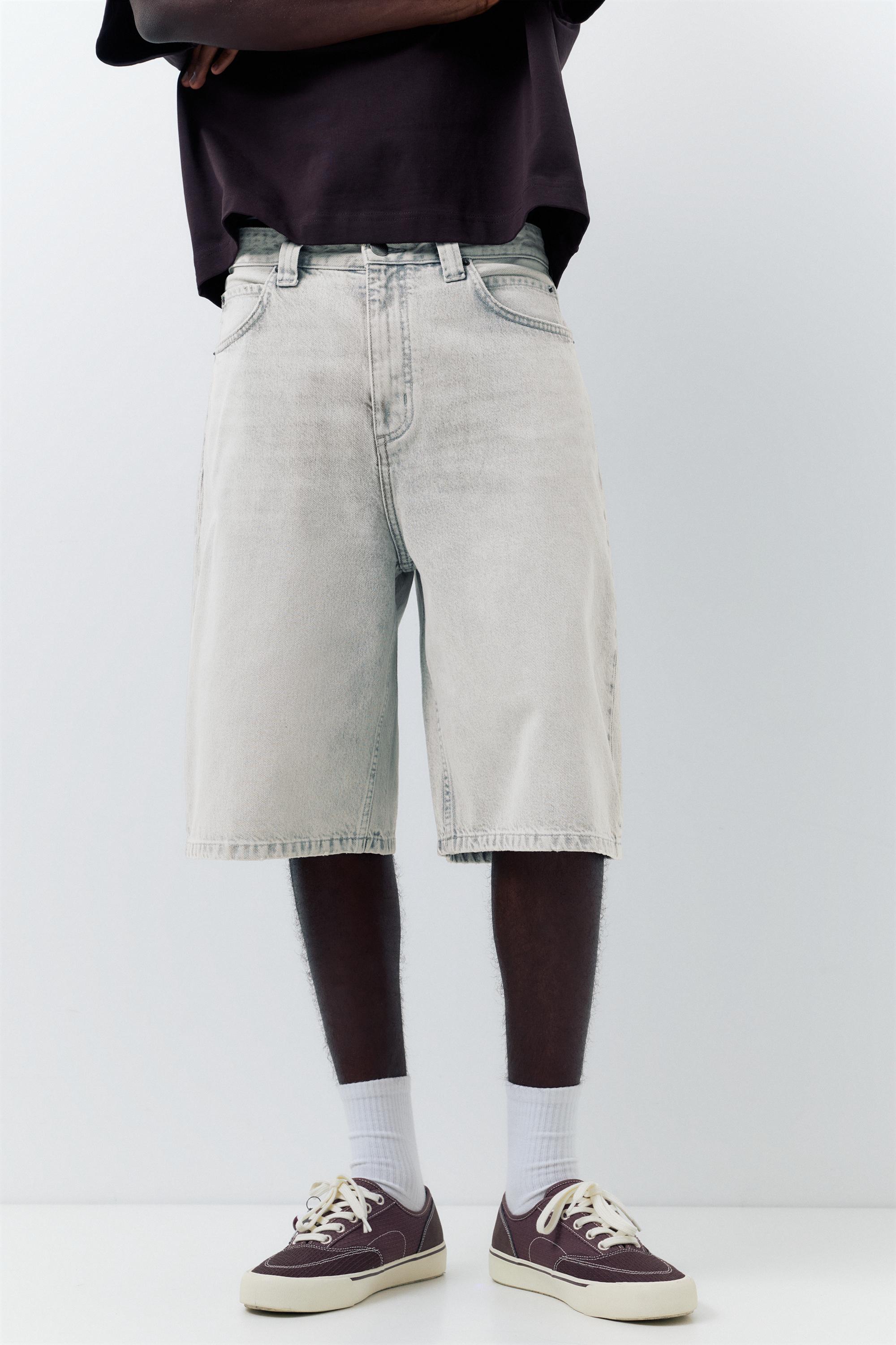 Skater denim Bermuda shorts — Pale grey