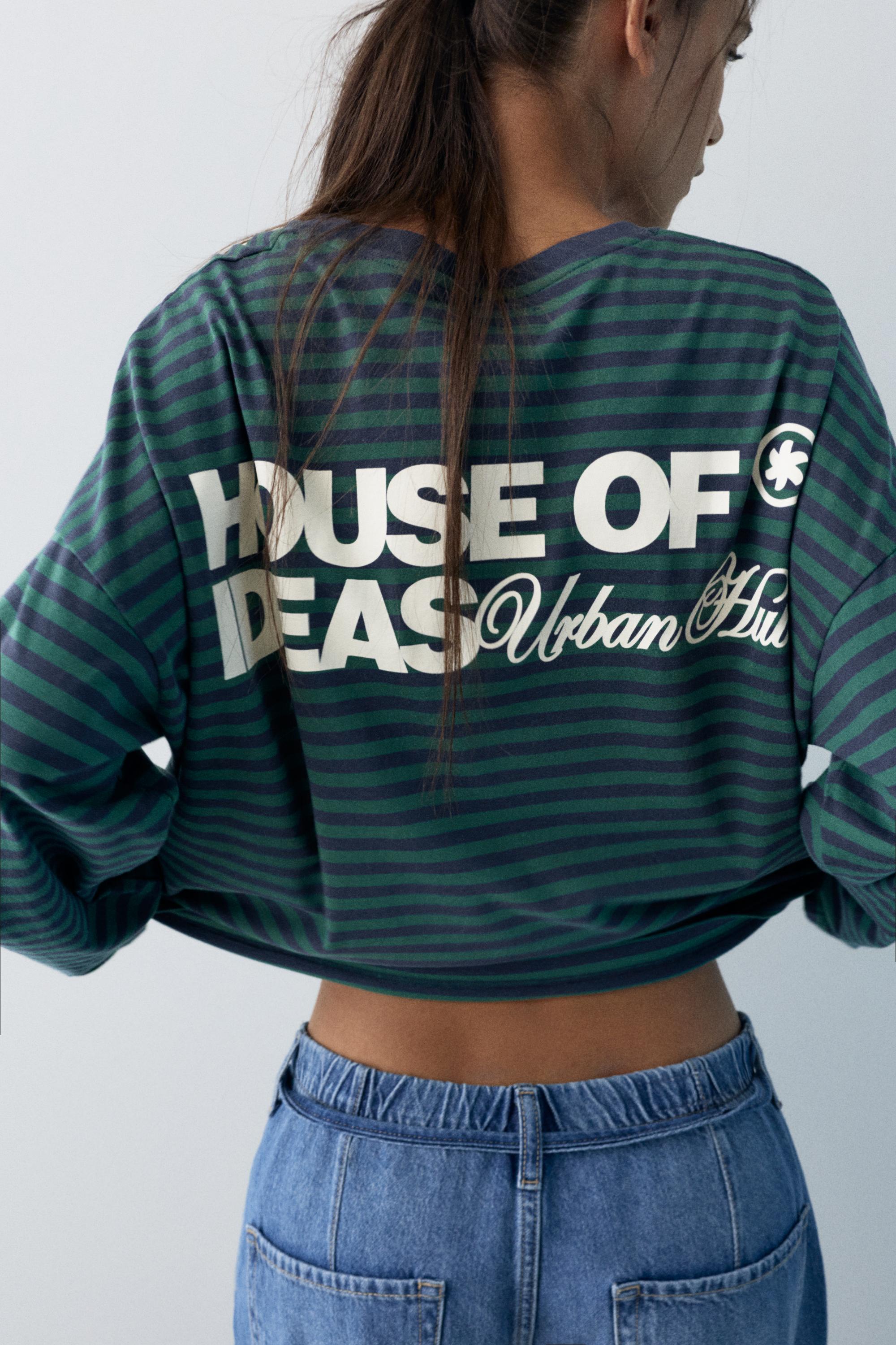 Yazılı çizgili uzun kollu t-shirt - Görsel 16