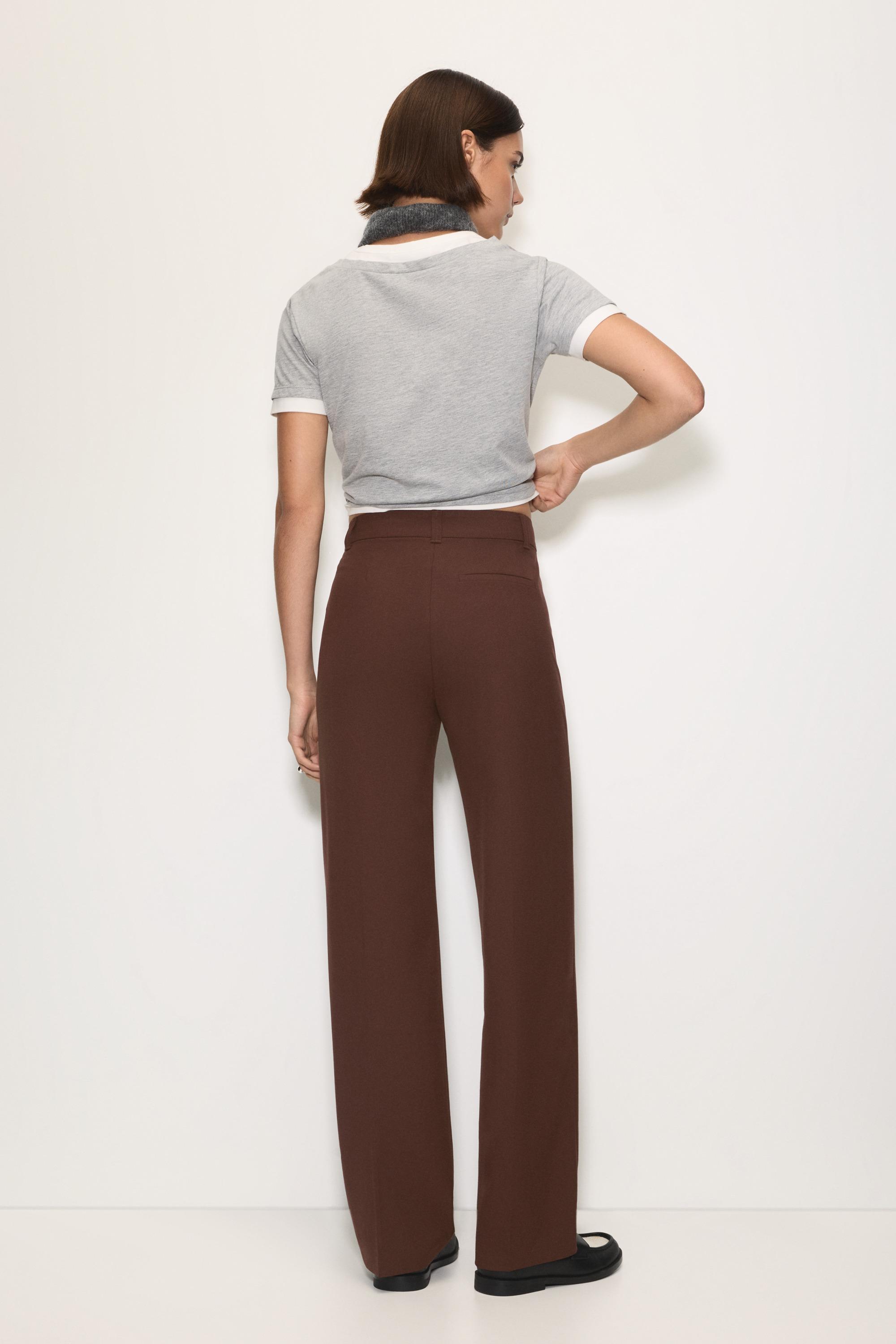 Smart high-waist straight-leg trousers — Wine