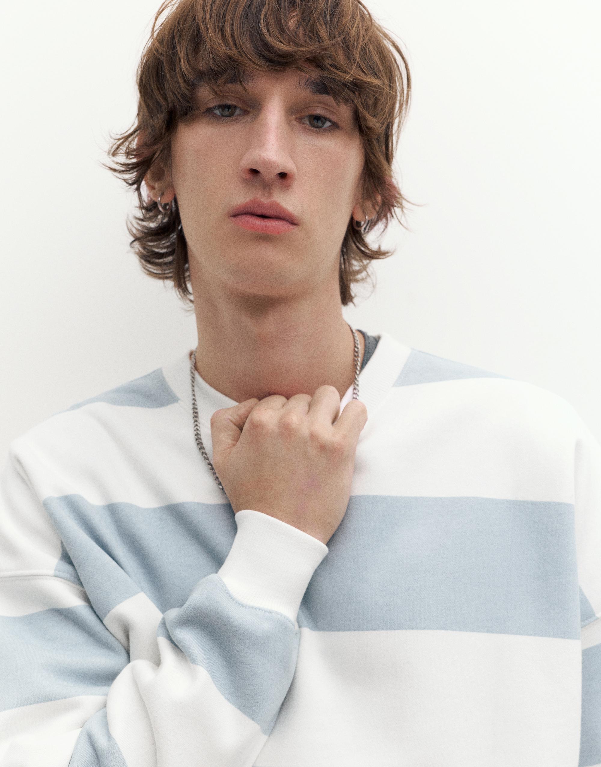 Bisiklet yaka çizgili sweatshirt - Görsel 18