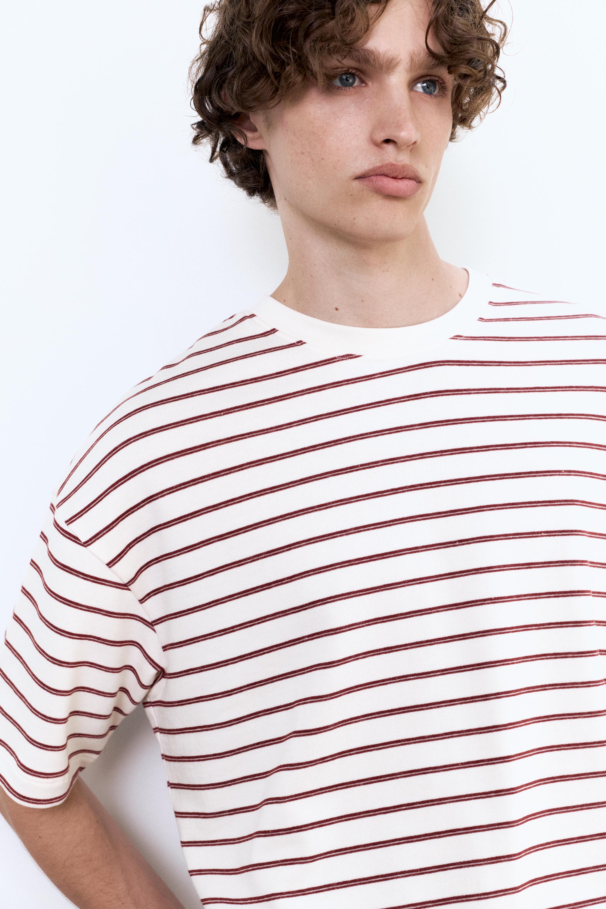Striped boxy-fit T-shirt — Off white