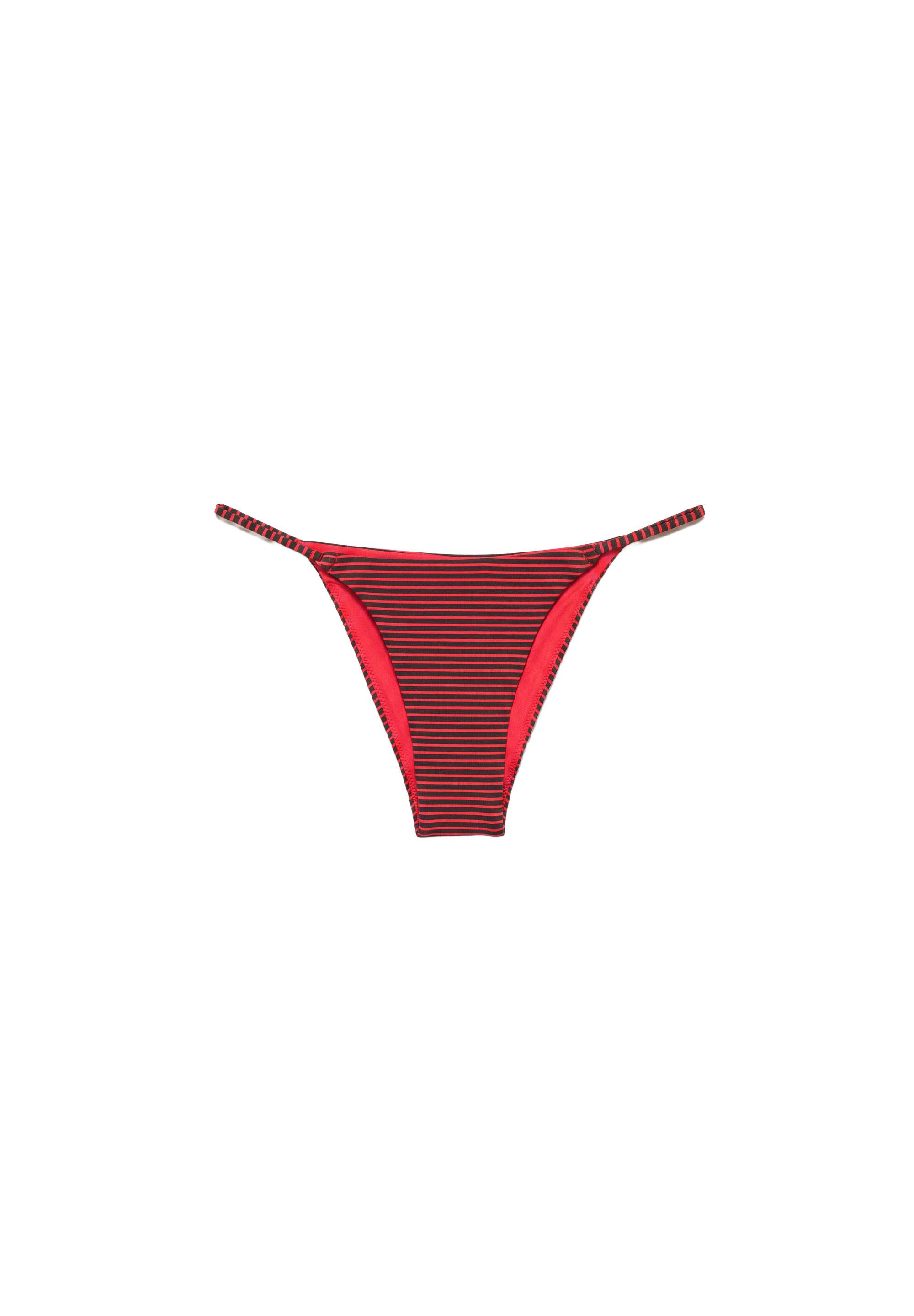 Striped bikini bottoms — Red