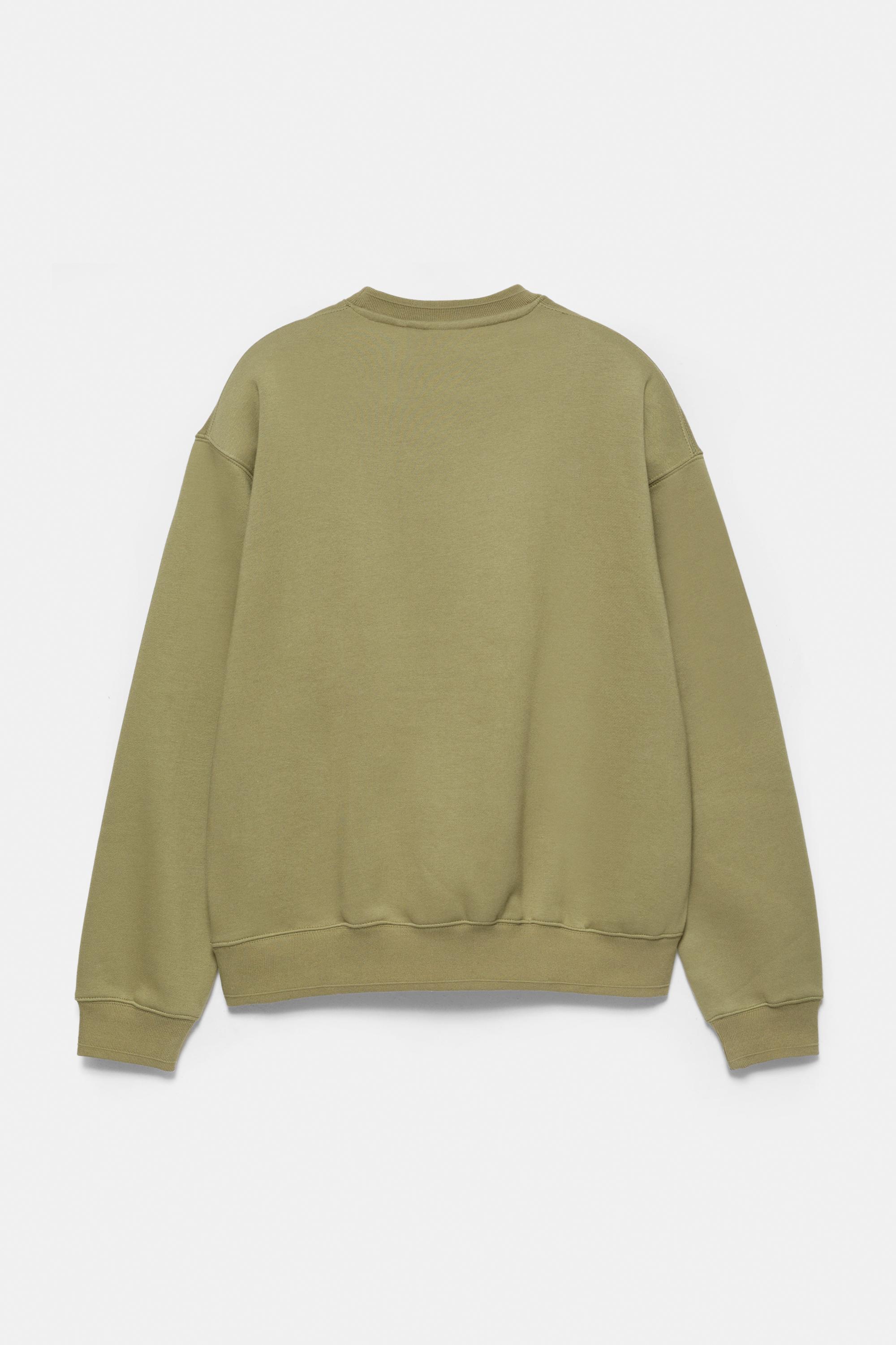 Relaxed fit round neck sweatshirt — Olive