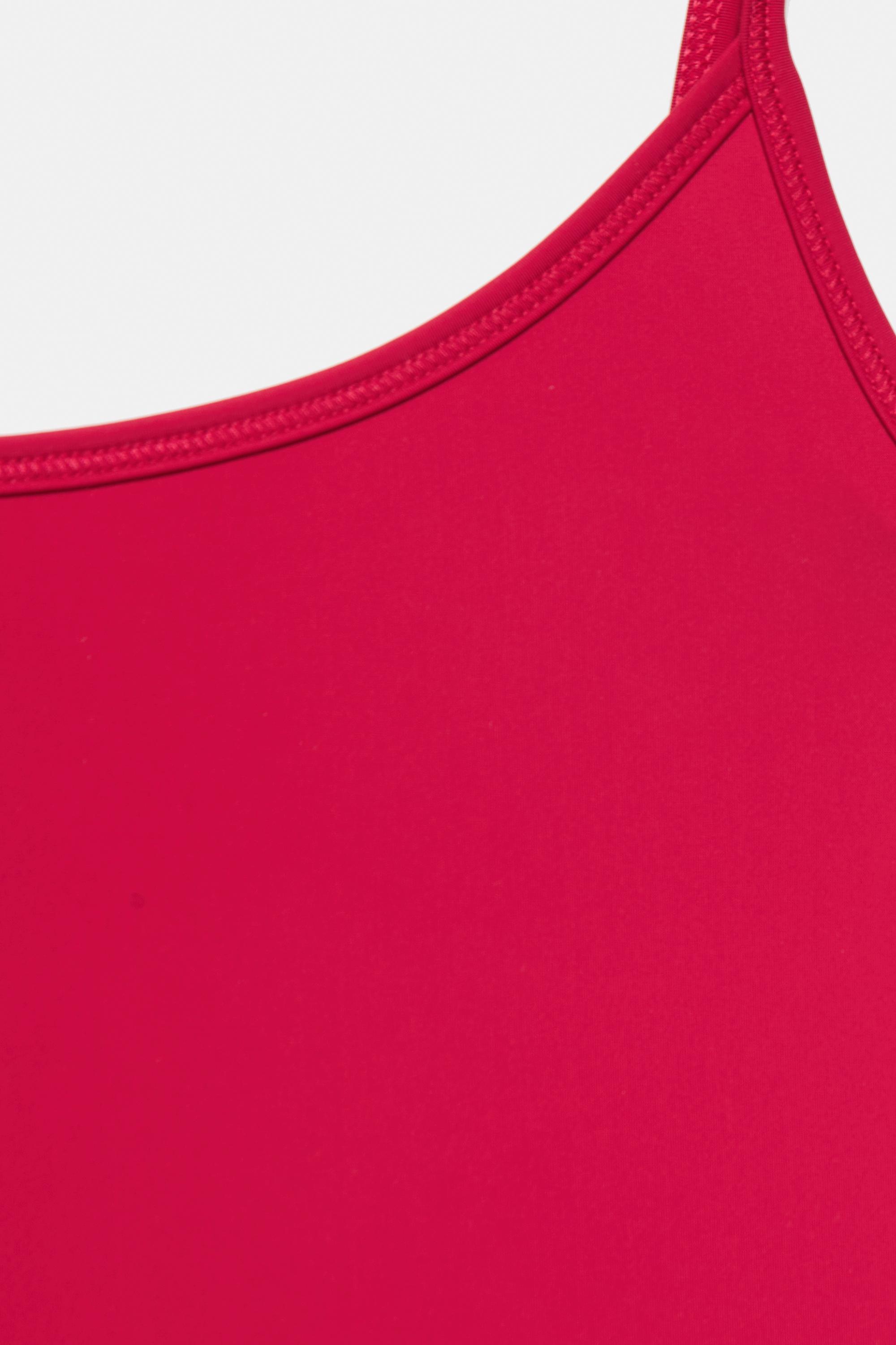 Polyamide bodysuit with thin straps — Raspberry (alternate view)