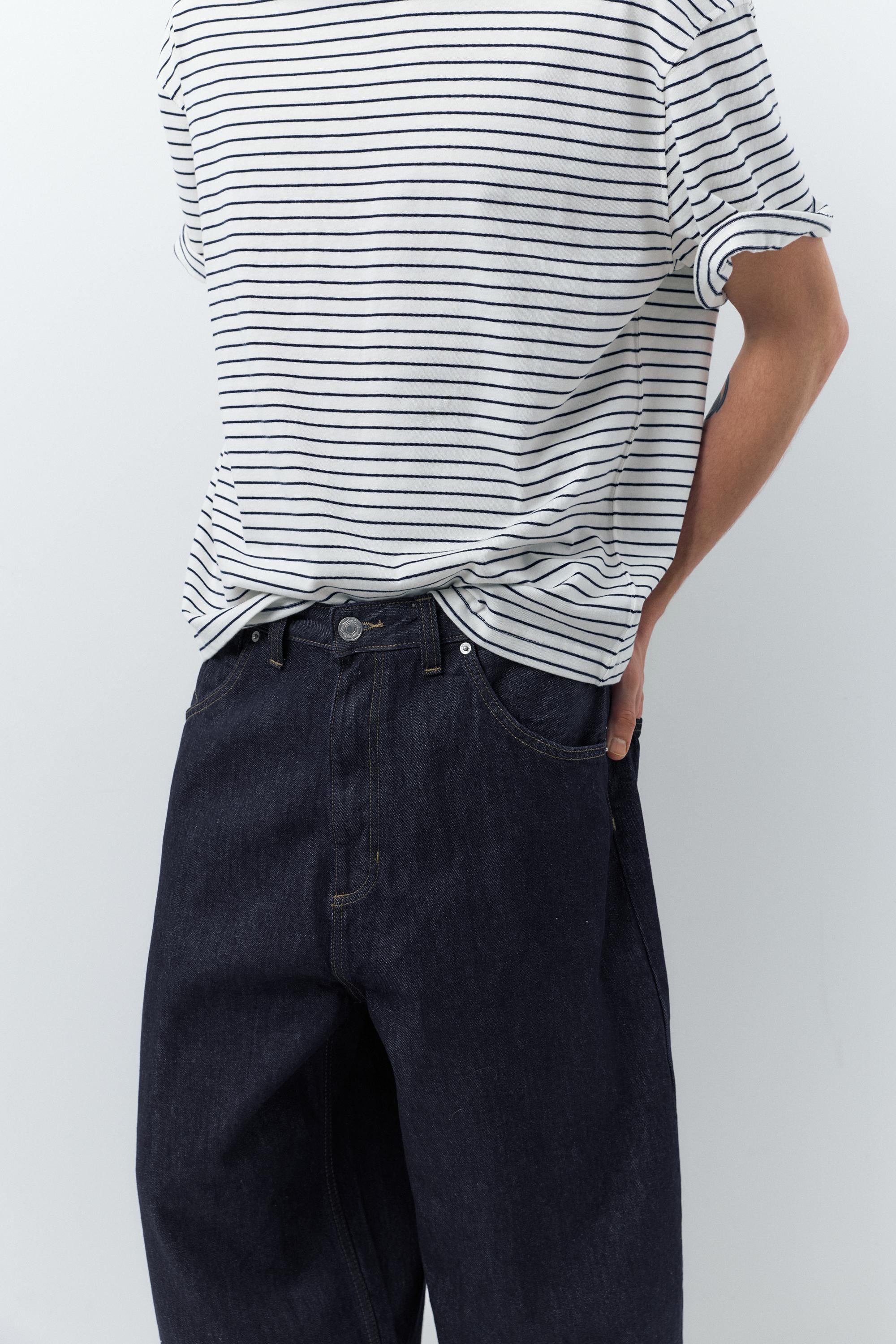 Embroidered super baggy jeans — Navy